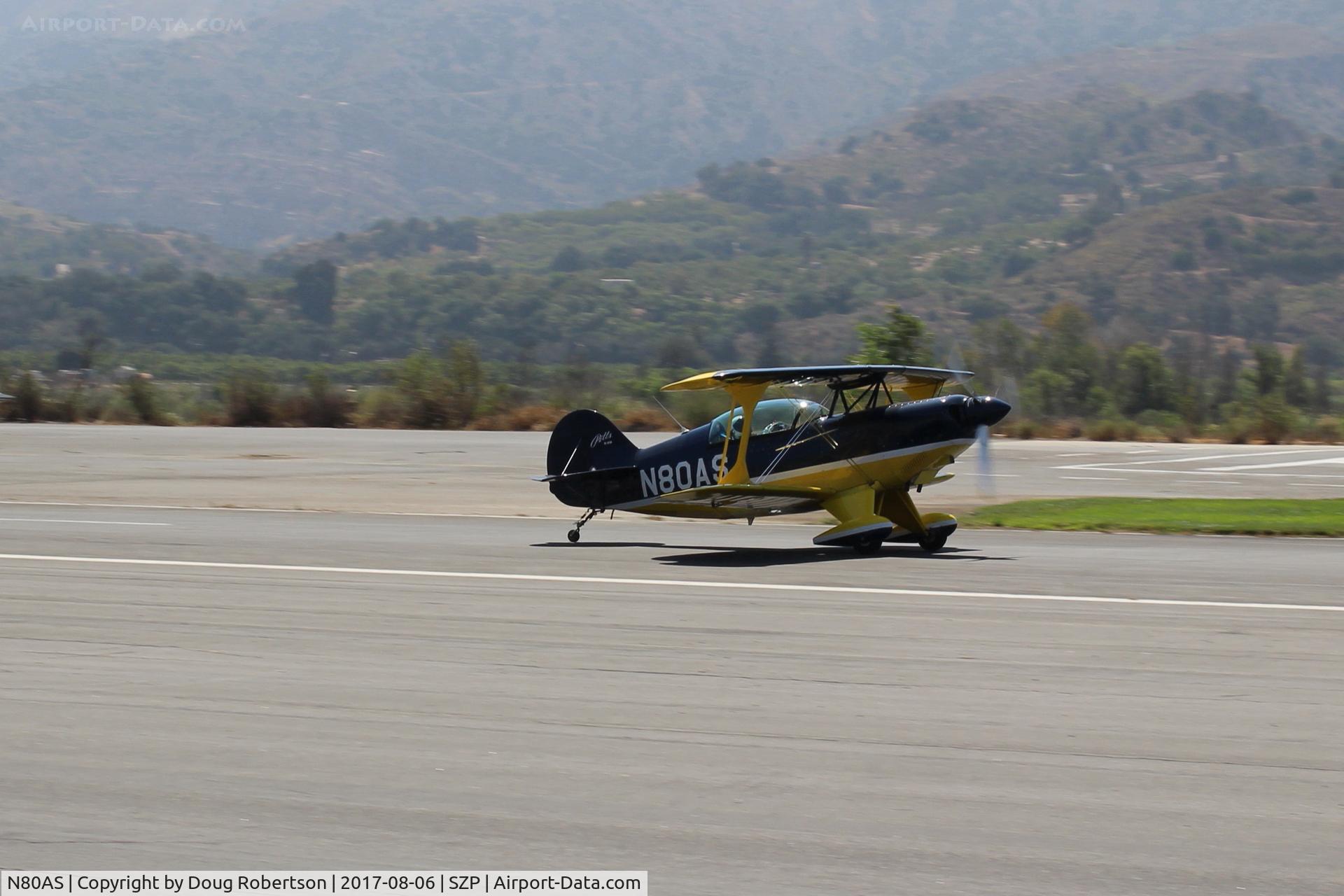 N80AS, 1992 Pitts S-2B Special C/N 5244, 1992 Pitts Aerobatics PITTS S-2B SPECIAL, Lycoming AEIO-540-D4A5 260 Hp, full inverted systems, 4 ailerons, symmetric airfoils, landing roll Rwy 22