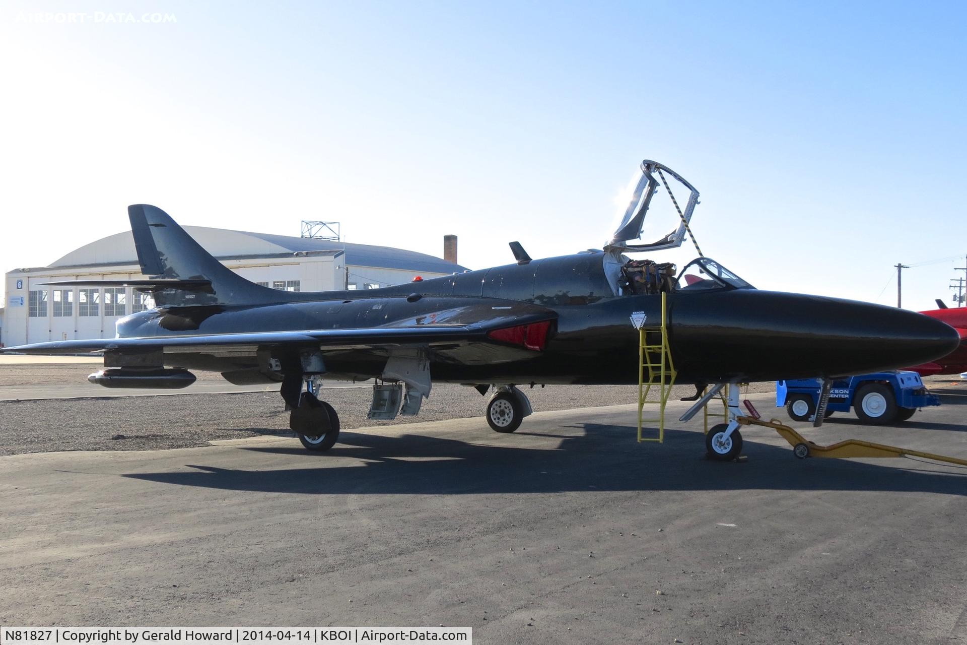 N81827, Hawker Hunter T75A C/N 41H-670829 see comment, Parked on the south GA ramp. It is a Hawker Hunter!!
