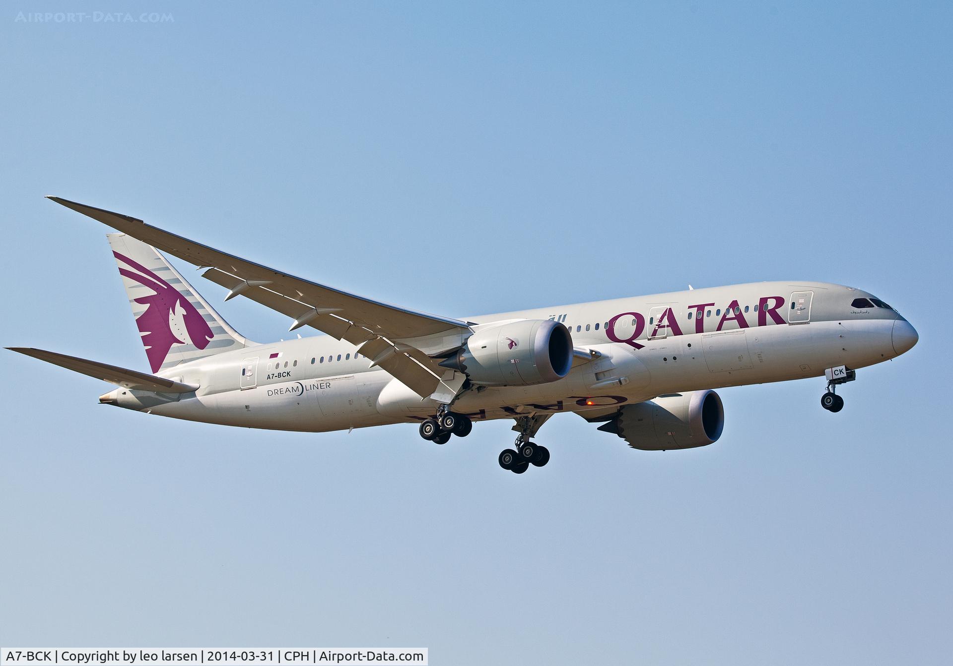 A7-BCK, 2012 Boeing 787-8 Dreamliner C/N 38329, Copenhagen 31.3.2014