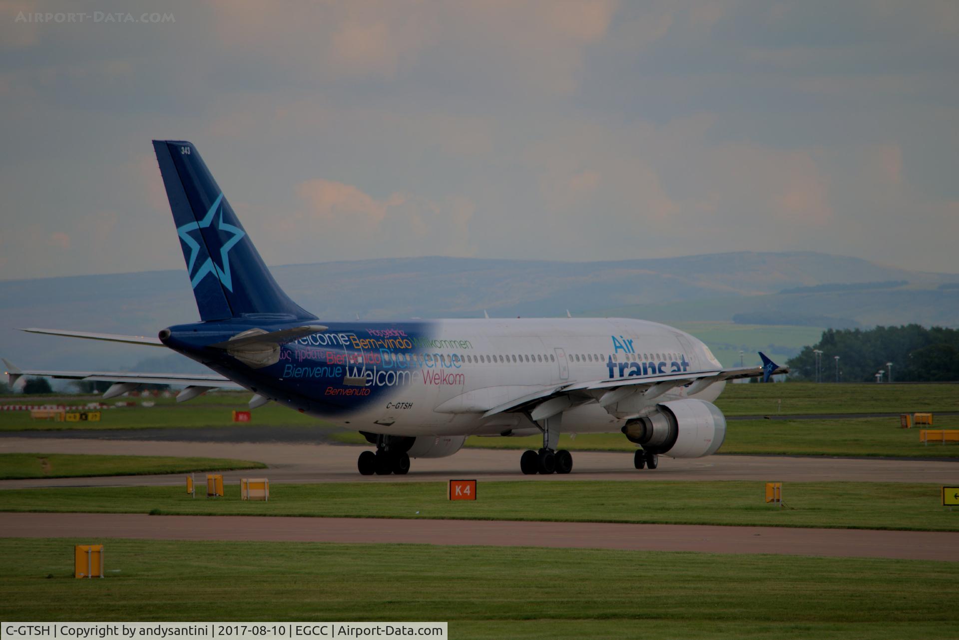 C-GTSH, 1991 Airbus A310-308 C/N 599, taxing out for take off @ egcc uk.