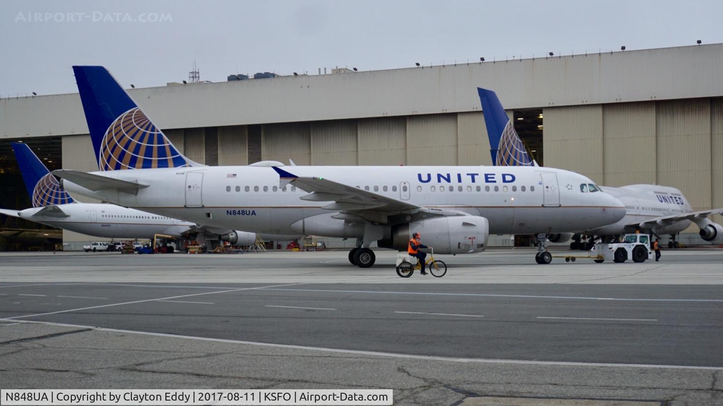 N848UA, 2002 Airbus A319-131 C/N 1647, SFO 2017.