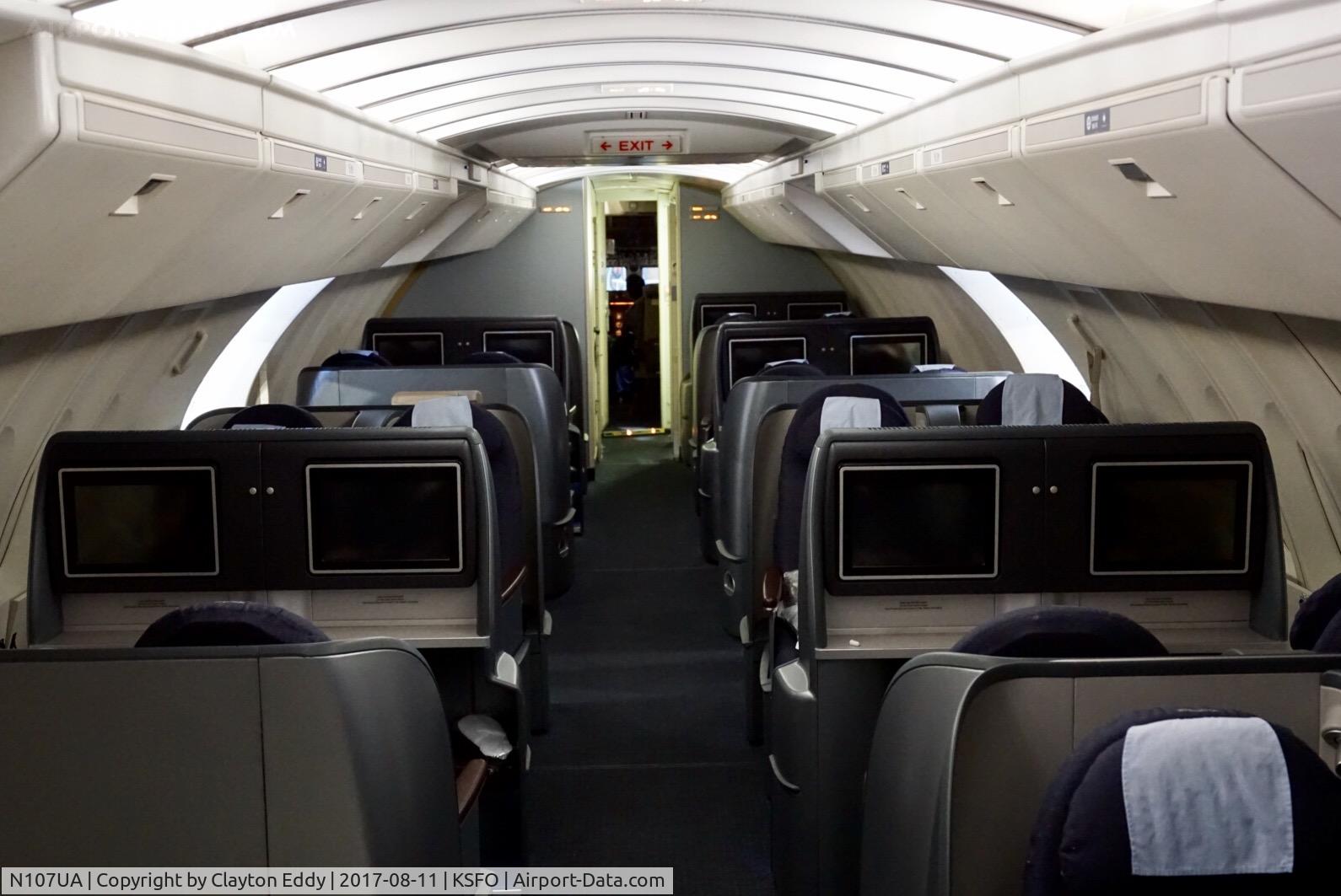 N107UA, 1998 Boeing 747-422 C/N 26900, Upper deck. SFO. 2017.