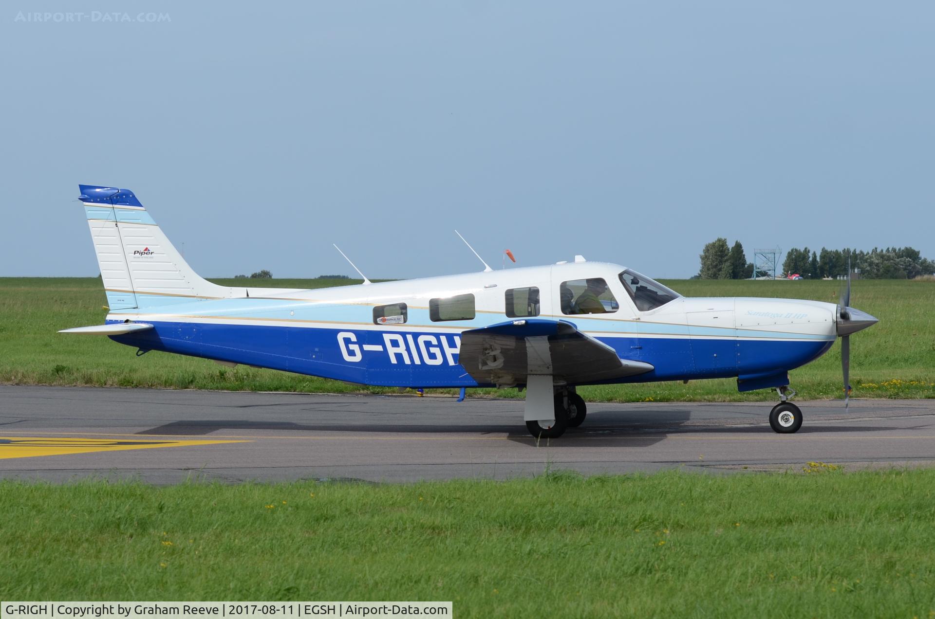 G-RIGH, 1998 Piper PA-32R-301 Saratoga II HP C/N 3246123, Departing from Norwich.