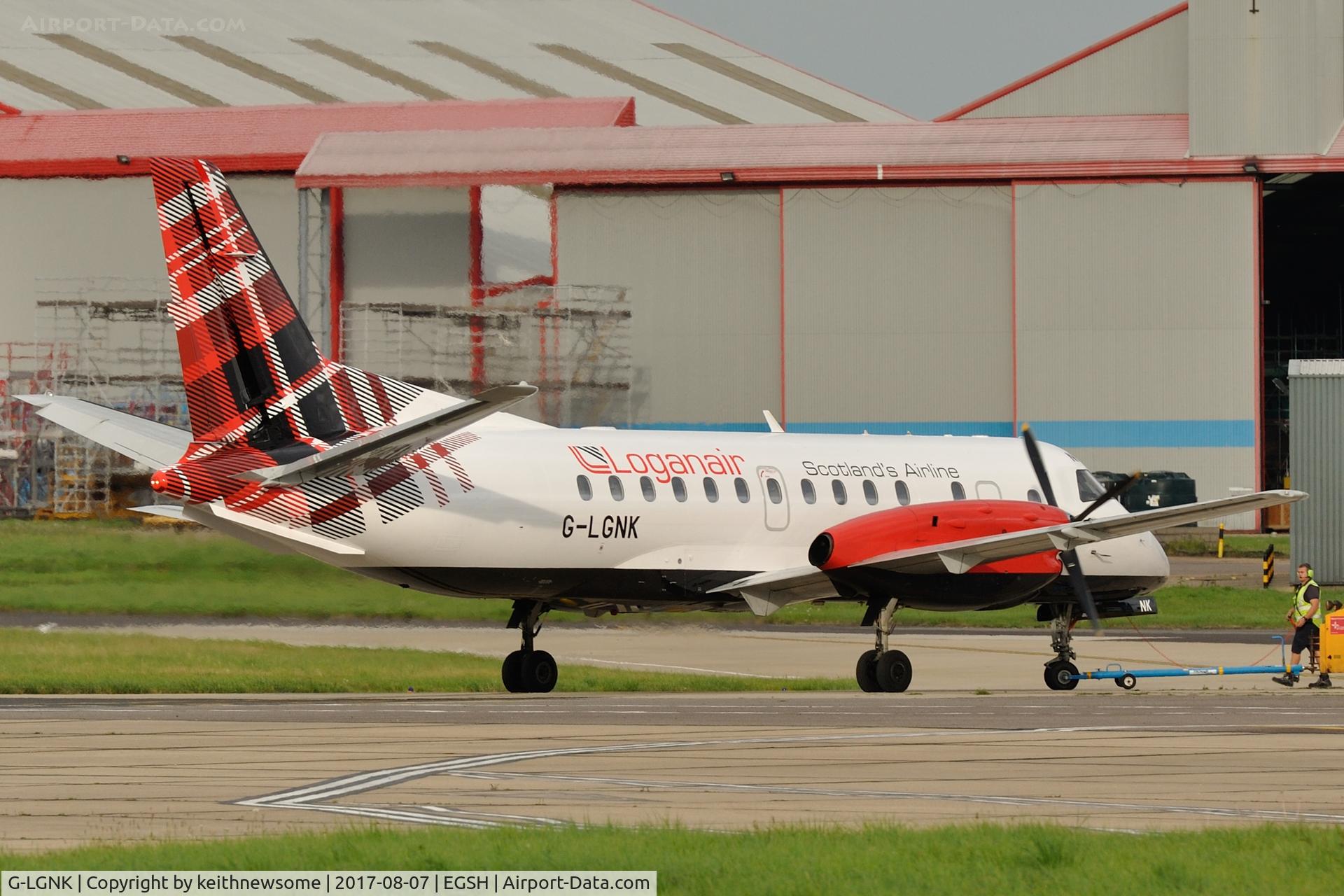 G-LGNK, 1990 Saab 340B C/N 340B-185, Being pushed back for departure.