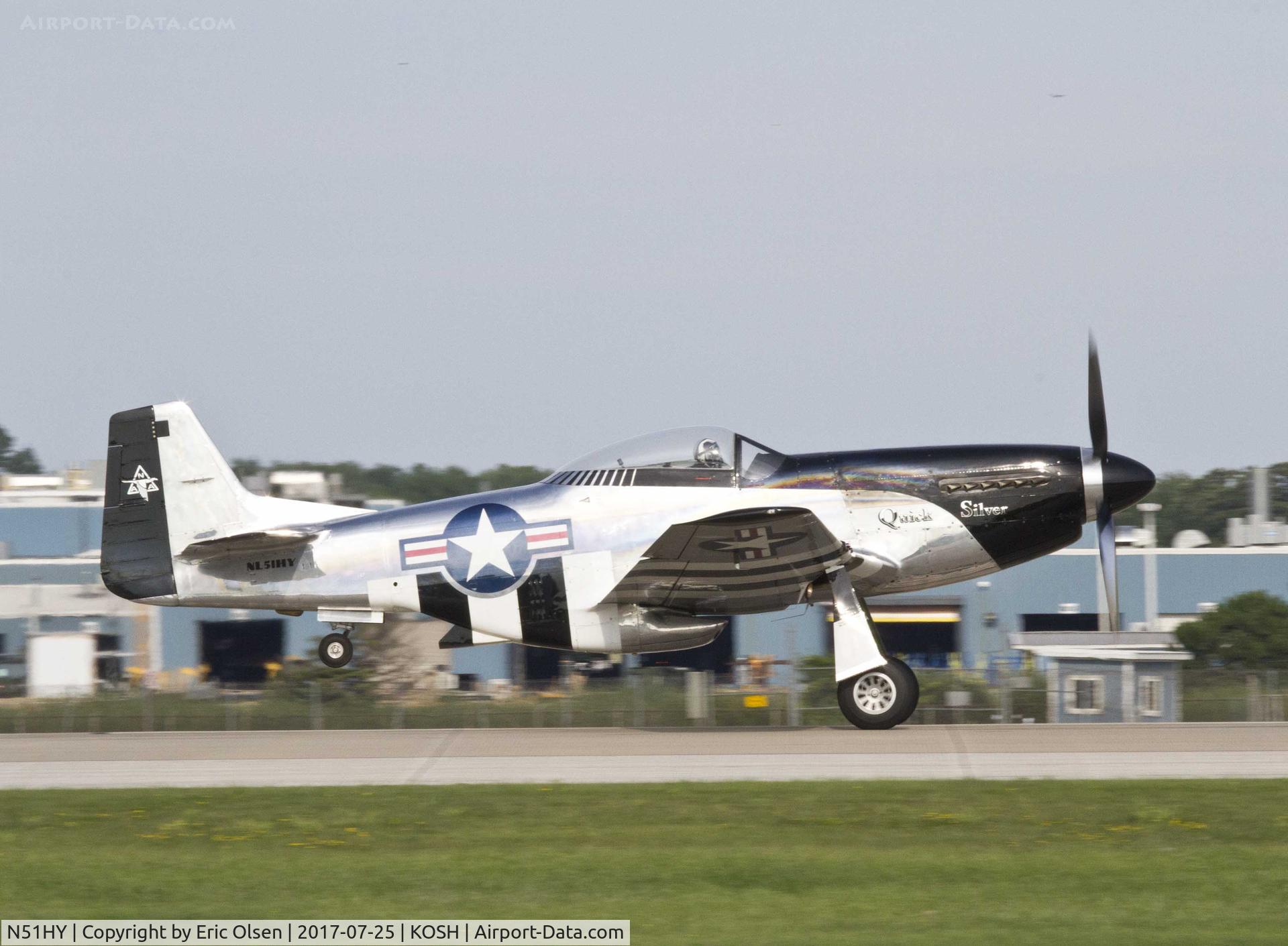 N51HY, 1944 North American P-51D Mustang C/N 124-48192, Quick Silver on take off roll