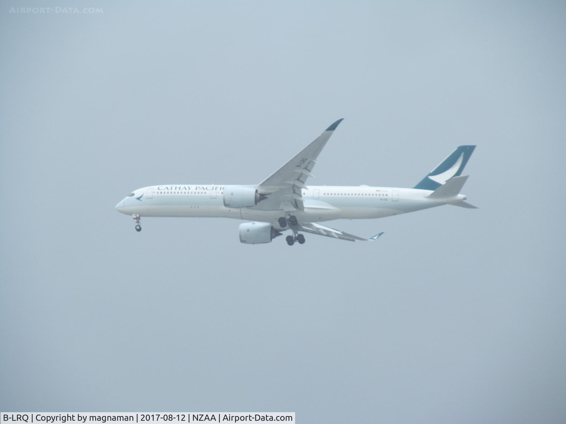 B-LRQ, 2017 Airbus A350-941 C/N 109, on finals to NZAA - through car window!