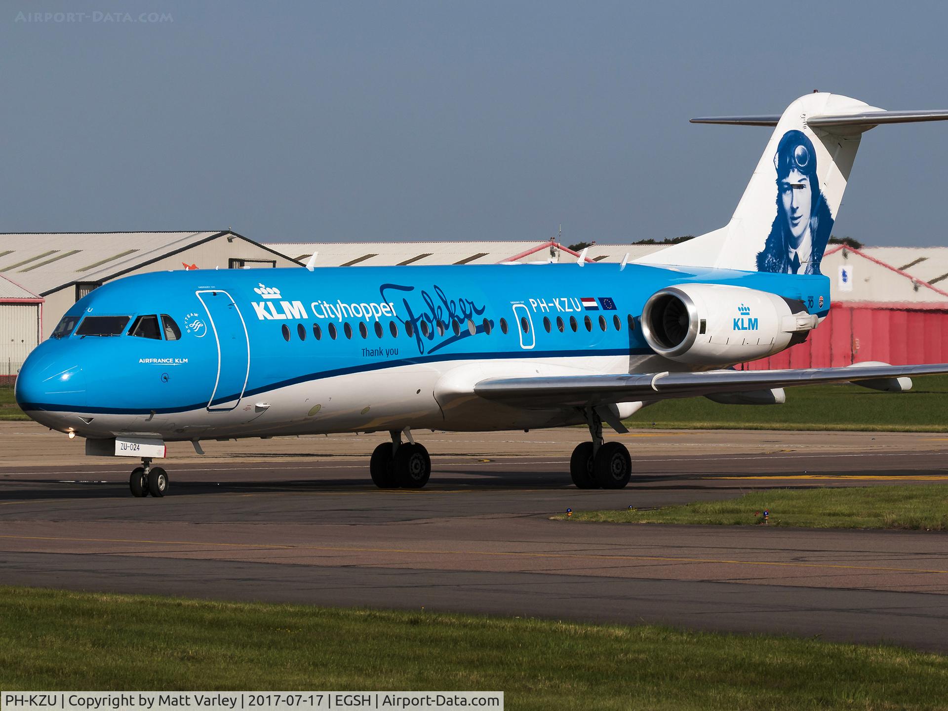 PH-KZU, 1995 Fokker 70 (F-28-0070) C/N 11543, arriving at NWI...