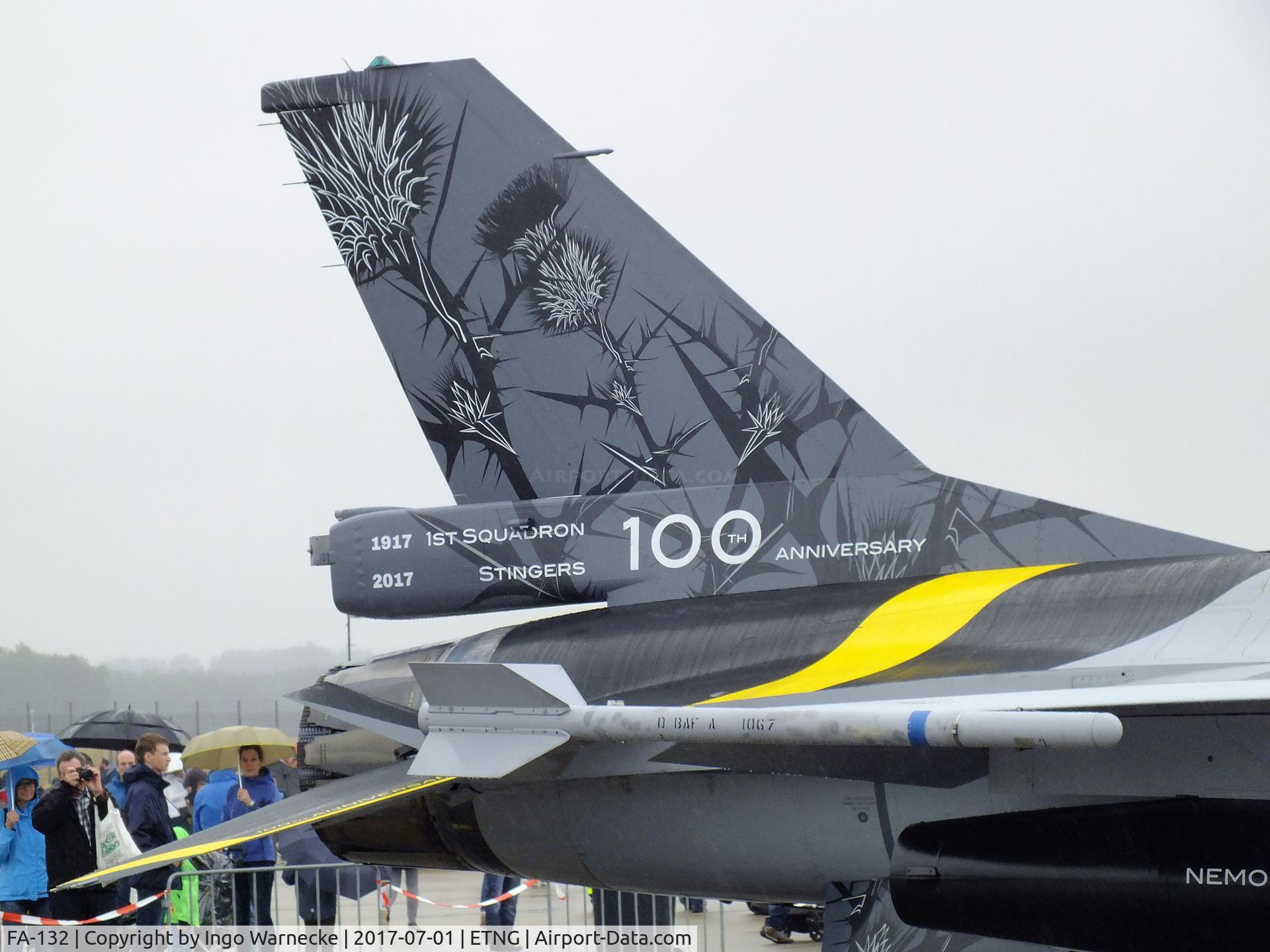 FA-132, SABCA F-16AM Fighting Falcon C/N 6H-132, General Dynamics (SABCA) F-16AM Fighting Falcon of the Force Aerienne Belge in '100 years No 1 Squadron' special colours at the NAEWF 35 years jubilee display Geilenkirchen 2017