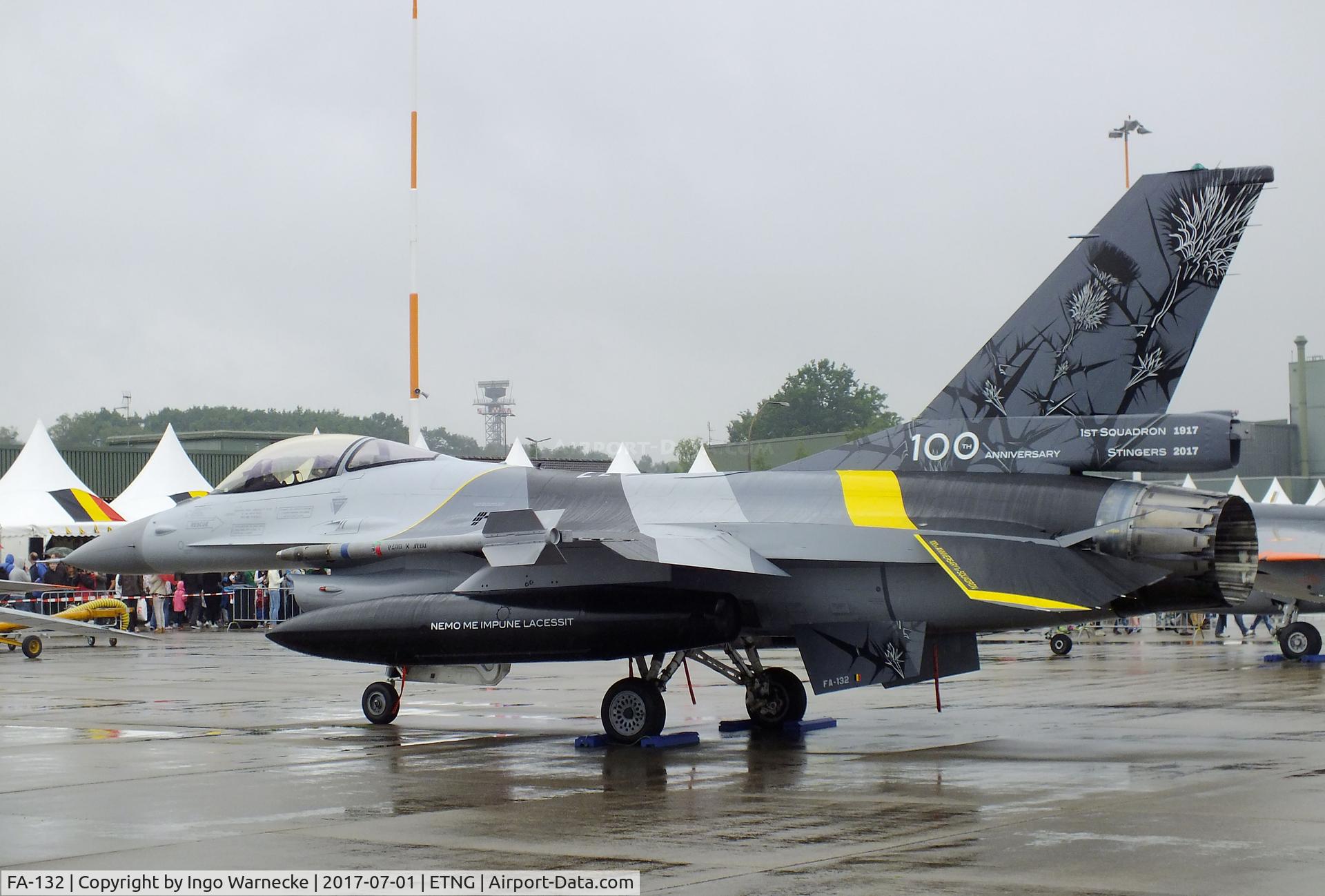 FA-132, SABCA F-16AM Fighting Falcon C/N 6H-132, General Dynamics (SABCA) F-16AM Fighting Falcon of the Force Aerienne Belge in '100 years No 1 Squadron' special colours at the NAEWF 35 years jubilee display Geilenkirchen 2017