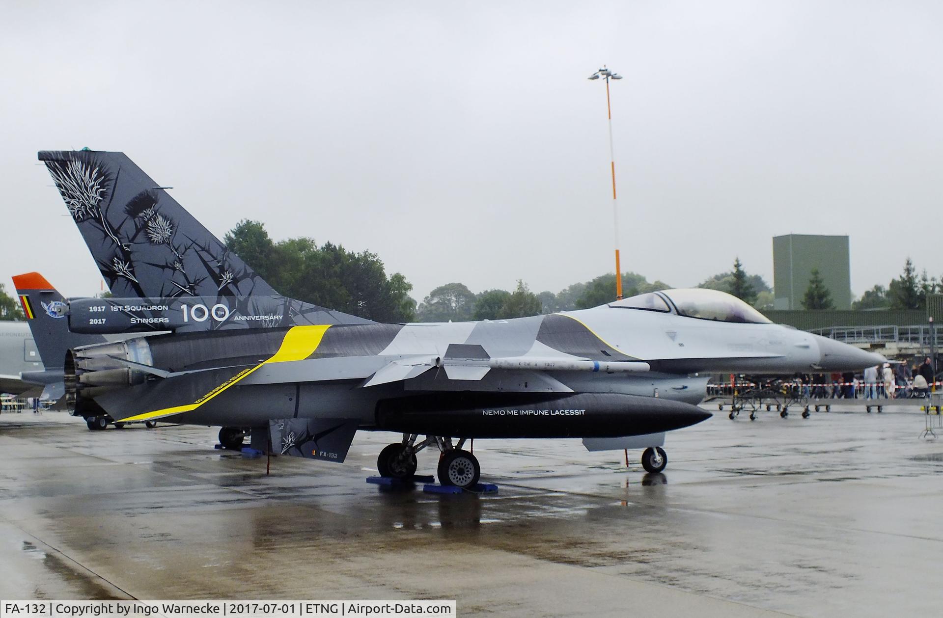 FA-132, SABCA F-16AM Fighting Falcon C/N 6H-132, General Dynamics (SABCA) F-16AM Fighting Falcon of the Force Aerienne Belge in '100 years No 1 Squadron' special colours at the NAEWF 35 years jubilee display Geilenkirchen 2017