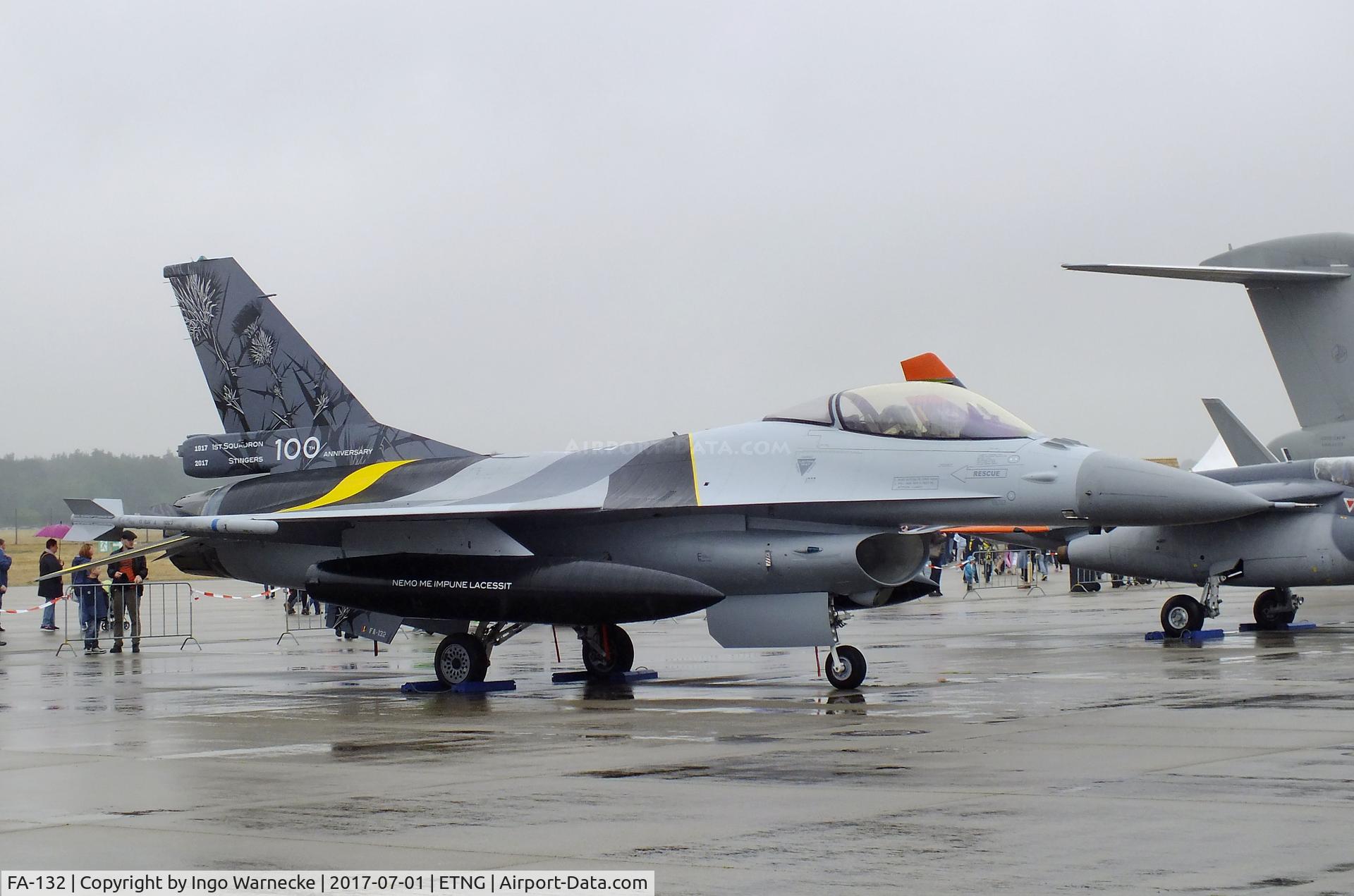 FA-132, SABCA F-16AM Fighting Falcon C/N 6H-132, General Dynamics (SABCA) F-16AM Fighting Falcon of the Force Aerienne Belge in '100 years No 1 Squadron' special colours at the NAEWF 35 years jubilee display Geilenkirchen 2017