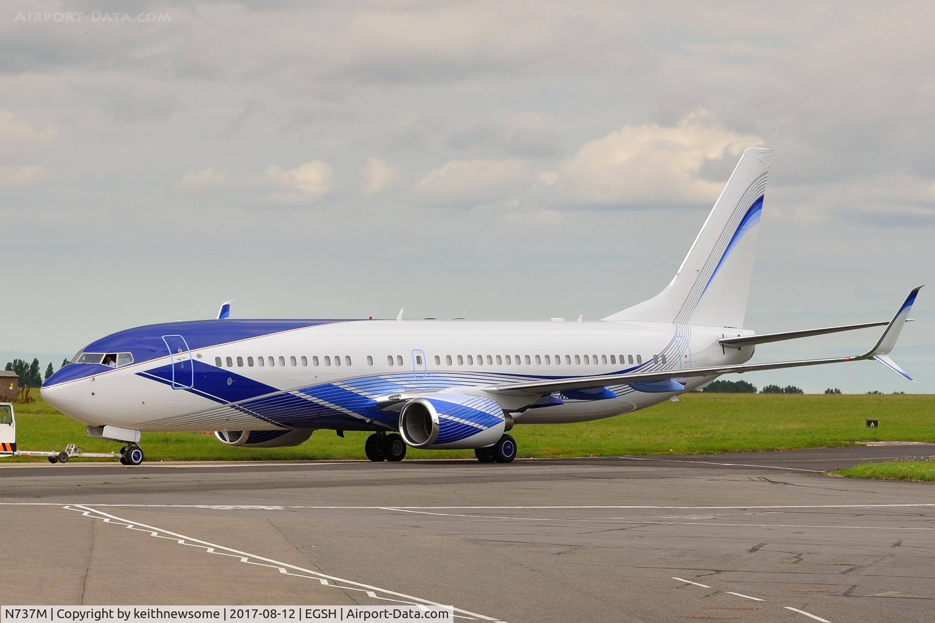 N737M, 2002 Boeing 737-8EQ BBJ C/N 33361, Fresh out of paint shop.