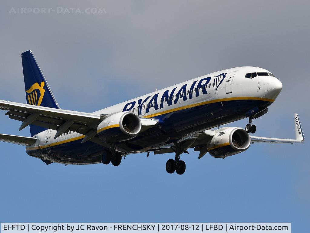 EI-FTD, 2016 Boeing 737-8AS C/N 44754, FR5831 from Milan BGY landing runway 23