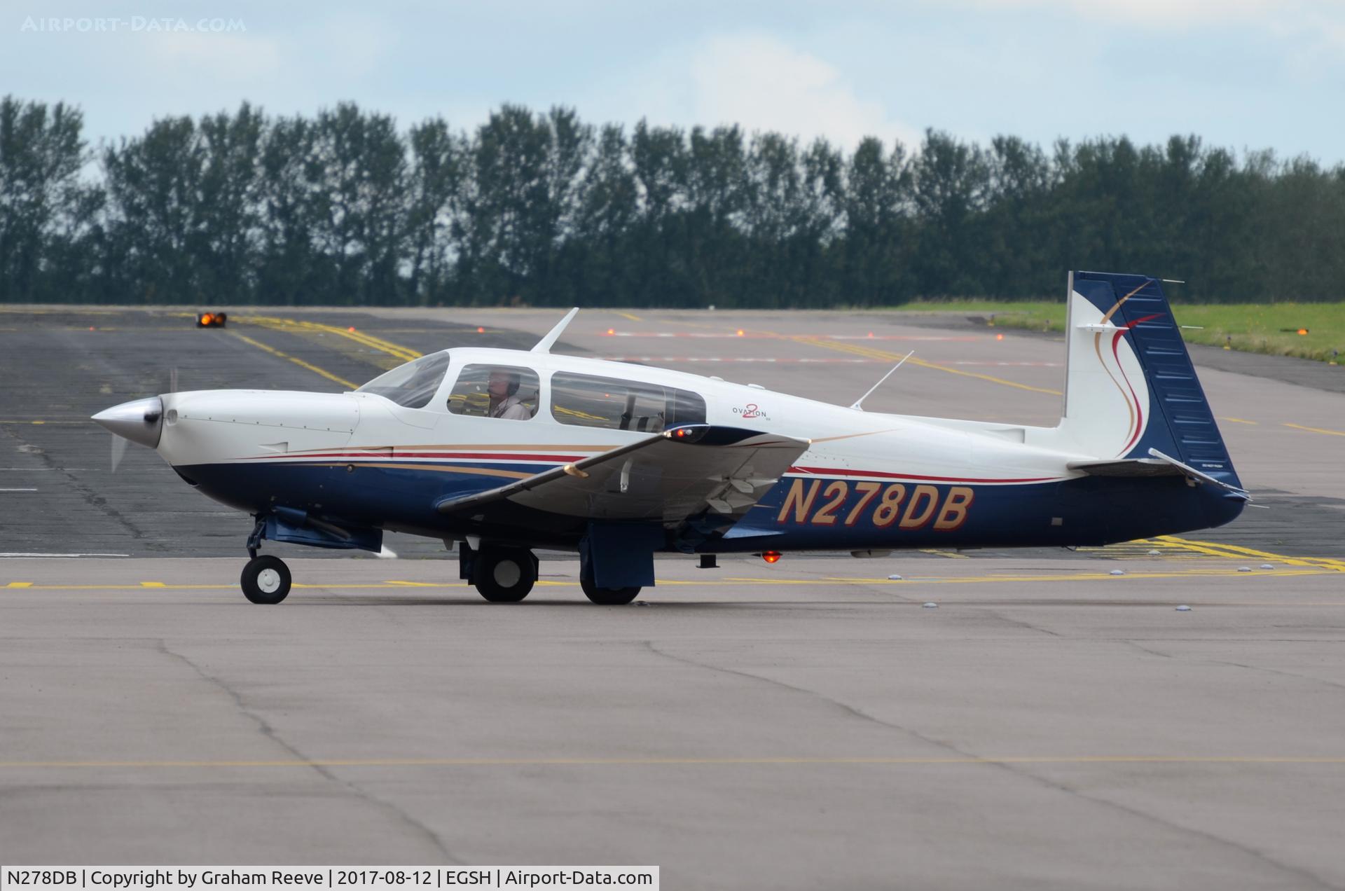 N278DB, 2003 Mooney M20R Ovation C/N 29-0301, Just landed at Norwich.