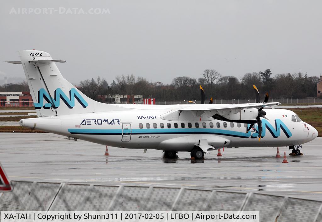 XA-TAH, 1995 ATR 42-500 C/N 471, Parked at the General Aviation area on ferry flight to LFBF.