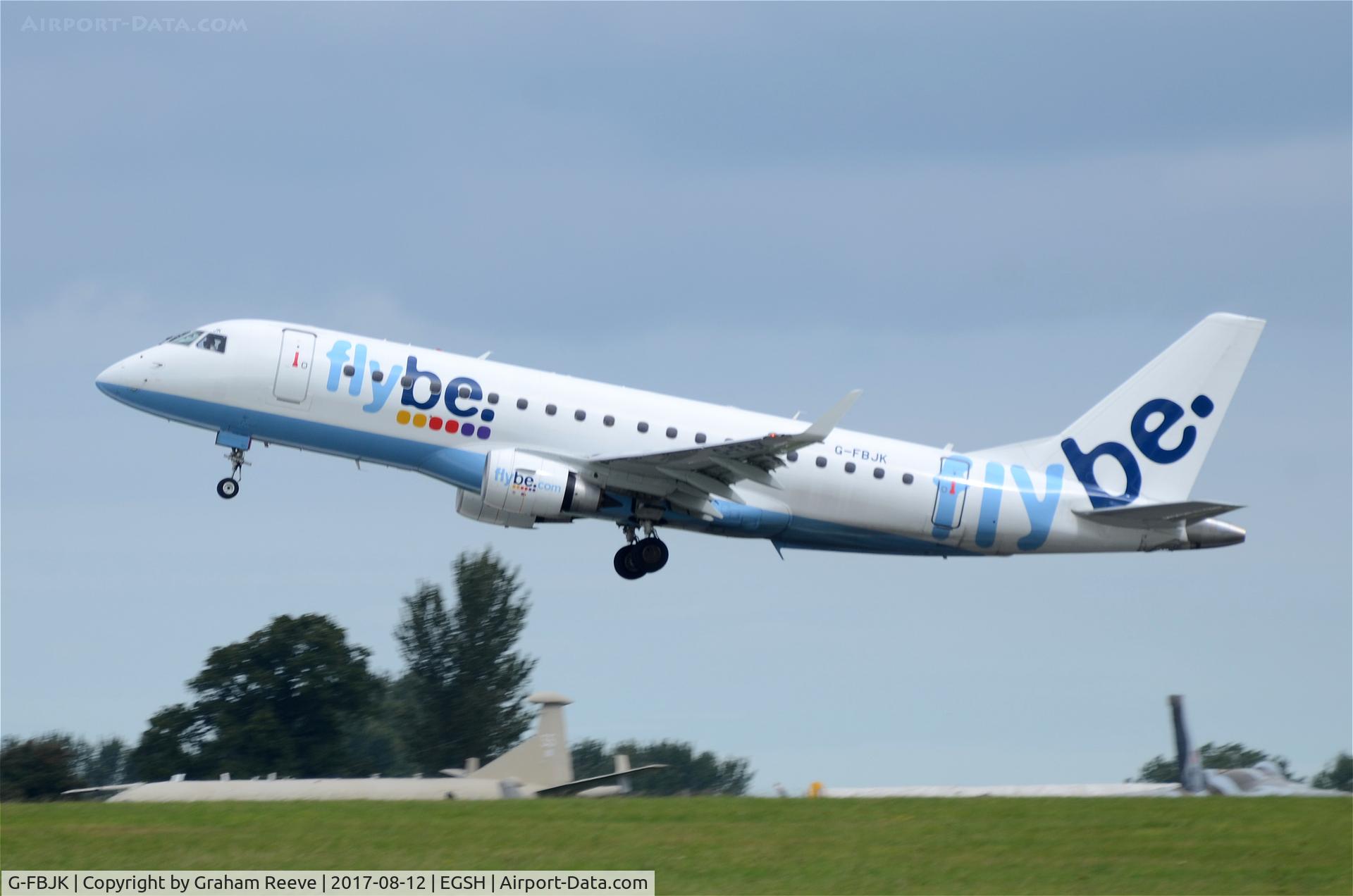 G-FBJK, 2012 Embraer 175STD (ERJ-170-200) C/N 17000359, Departing from Norwich.