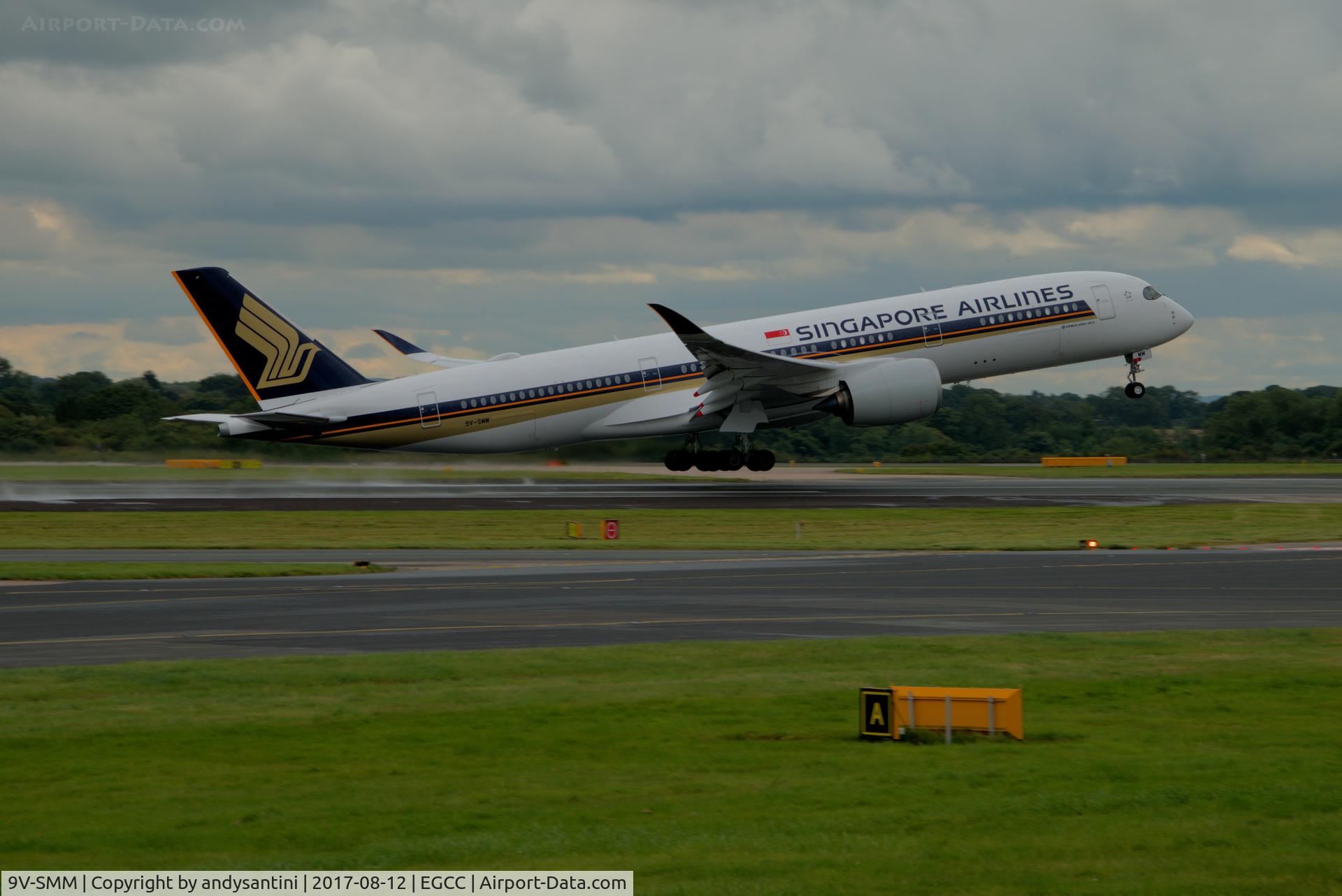 9V-SMM, 2017 Airbus A350-941 C/N 099, just taken off from egcc uk