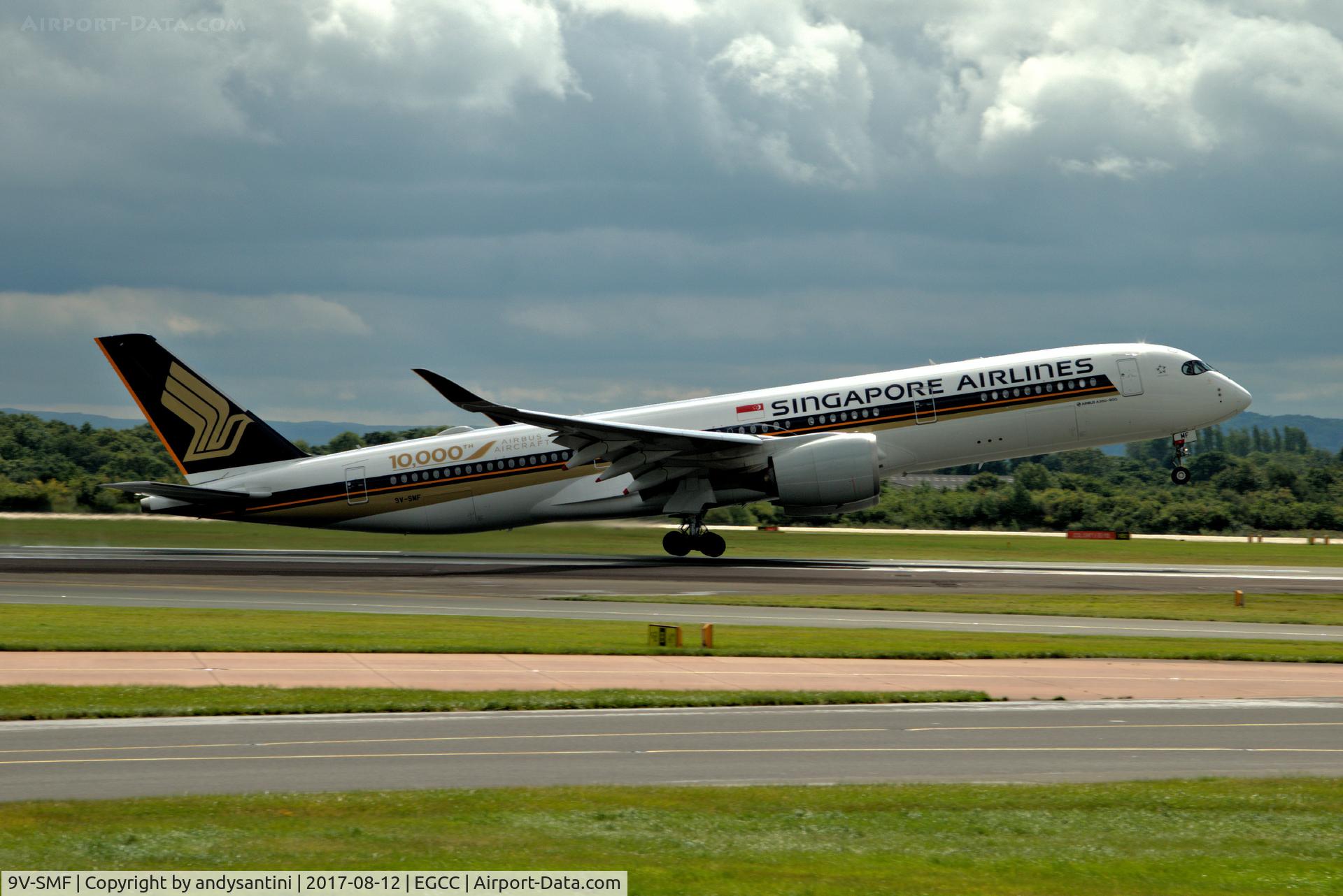 9V-SMF, 2016 Airbus A350-941 C/N 054, just taken off from egcc uk