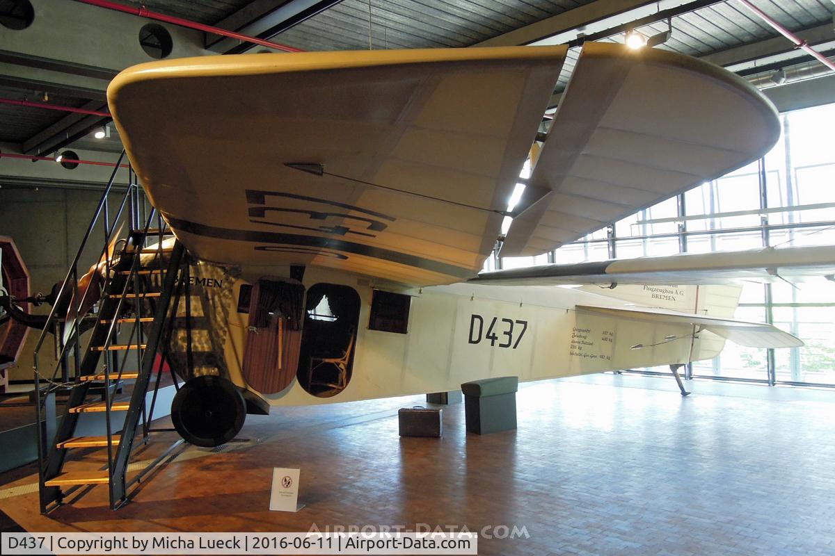 D437, 1924 Focke-Wulf A 16 Replica C/N Not found D437, At the German Museum for Technology in Berlin