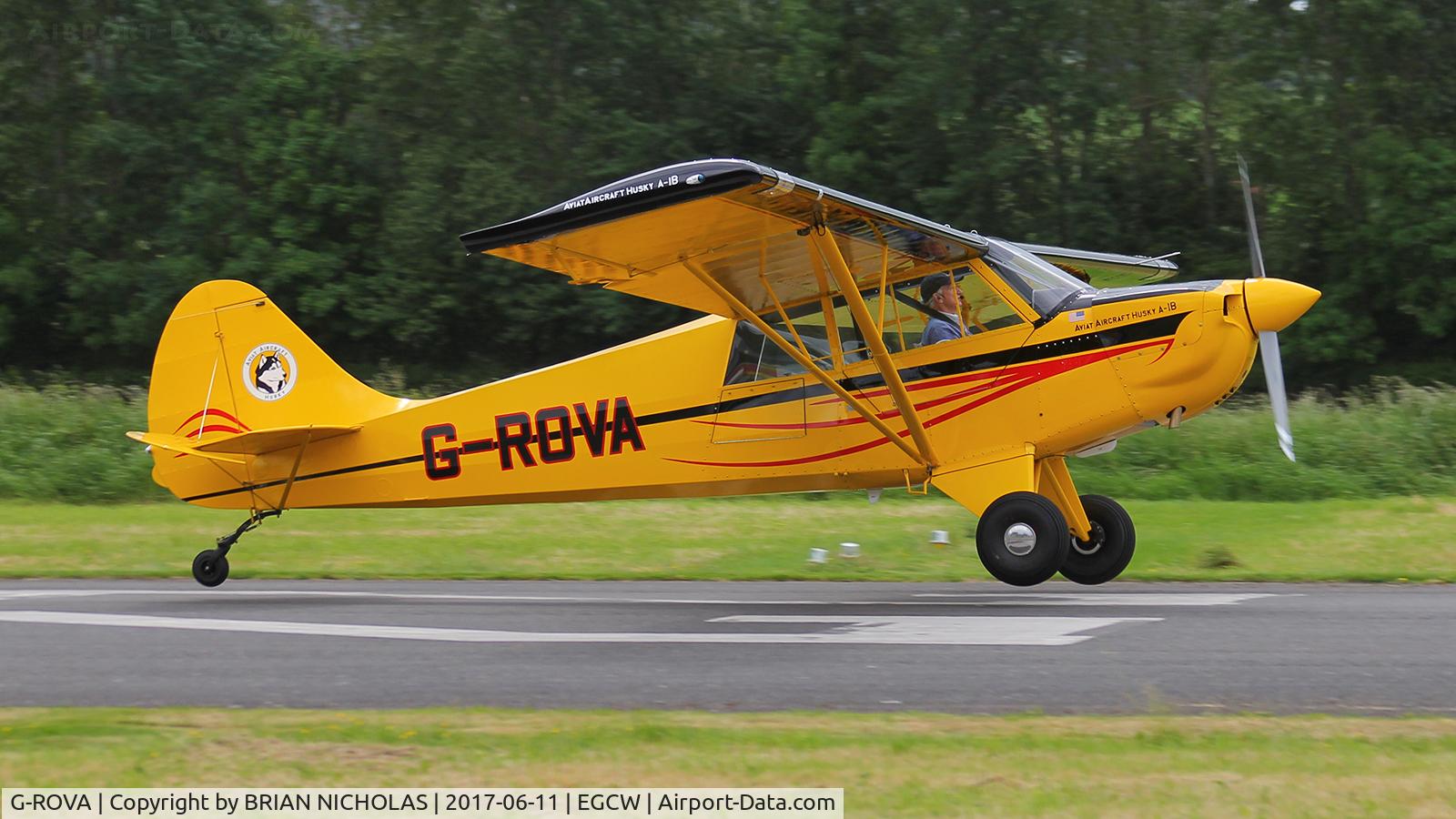 G-ROVA, 2016 Aviat A-1B Husky C/N NF0008, Touch down at Welshpool.