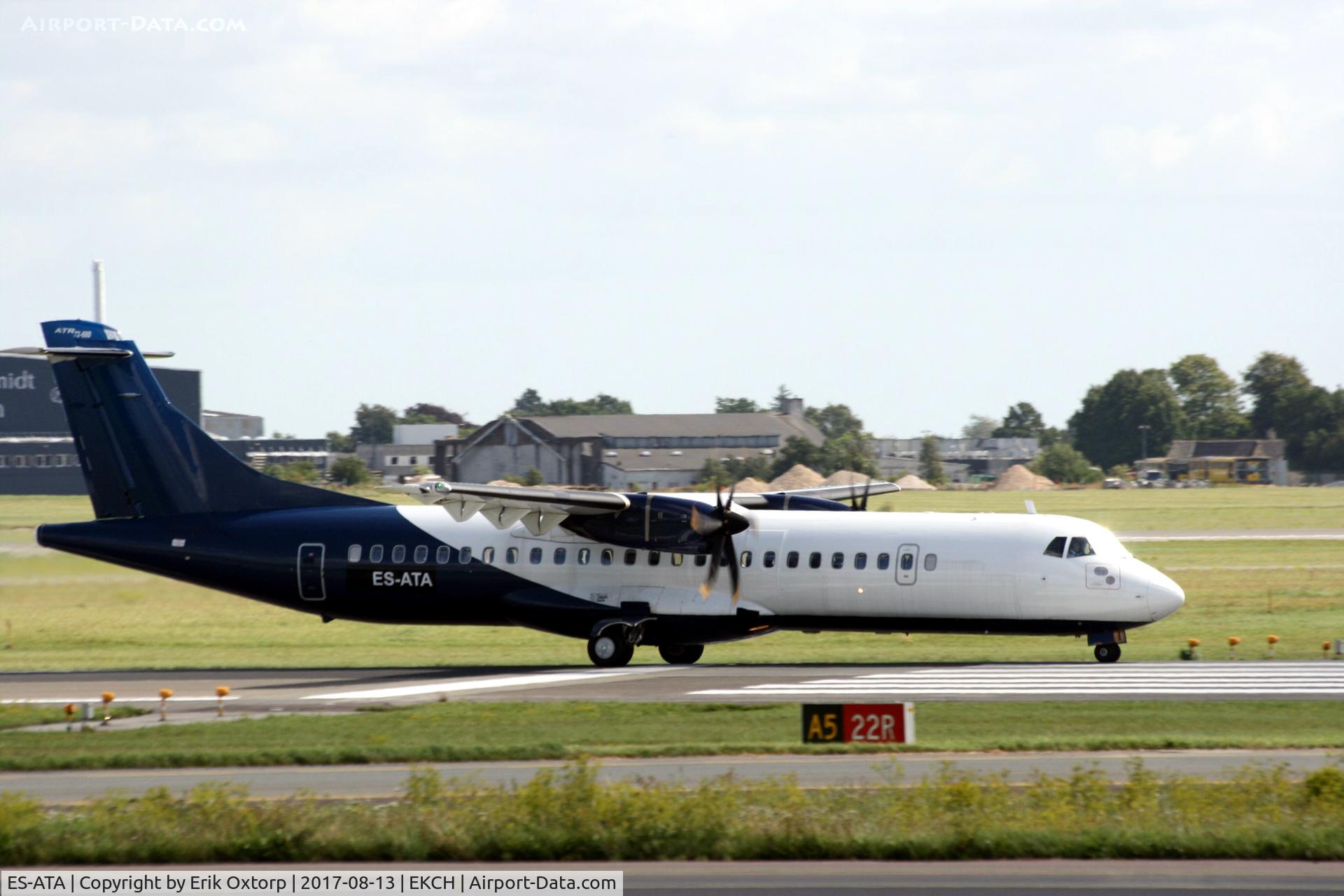 ES-ATA, 2012 ATR 72-600 (72-212A) C/N 1038, ES-ATA operaing for SAS. Taking off rw 22R