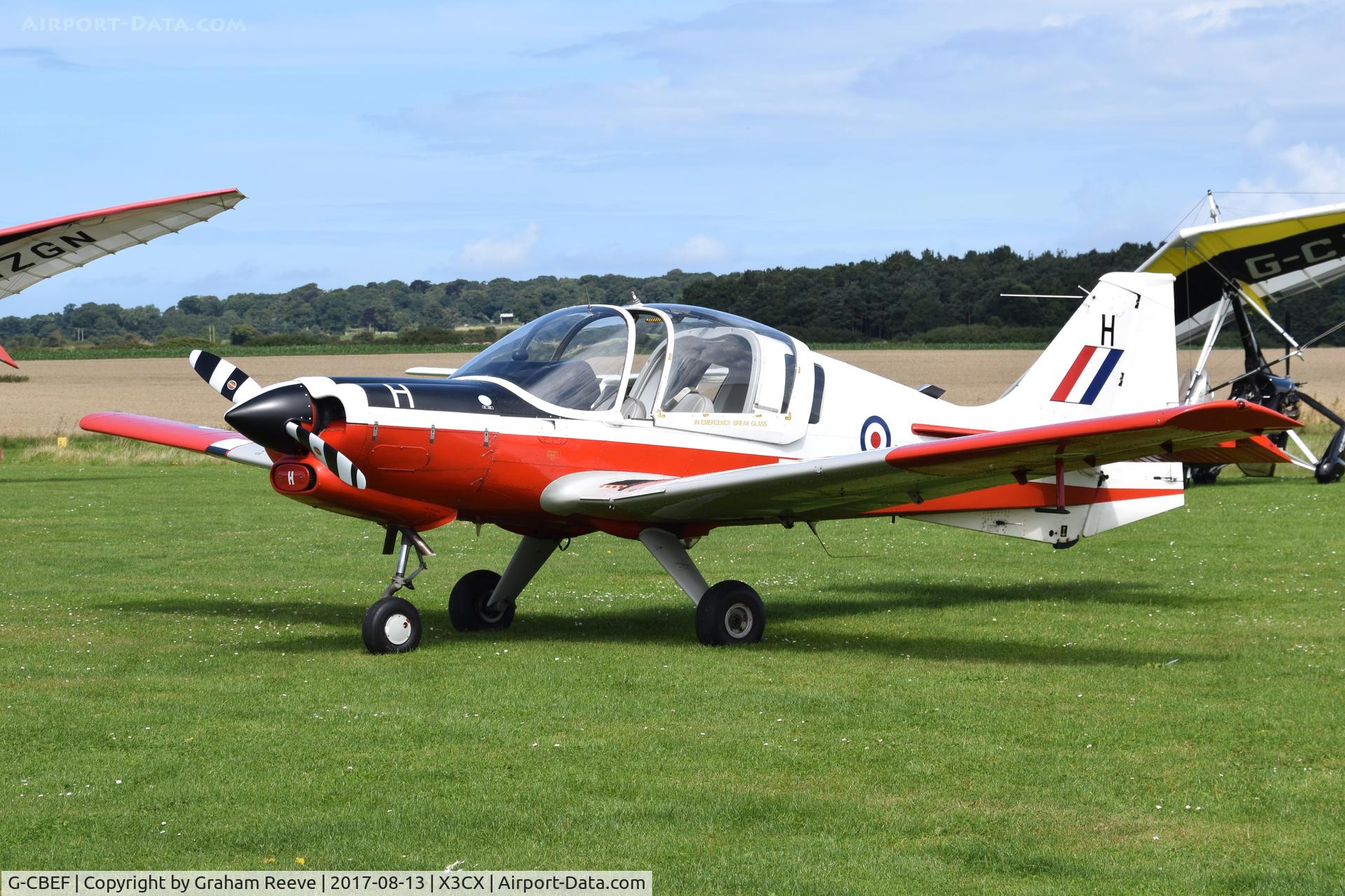 G-CBEF, 1974 Scottish Aviation Bulldog T.1 C/N BH120/286, Parked at Northrepps.