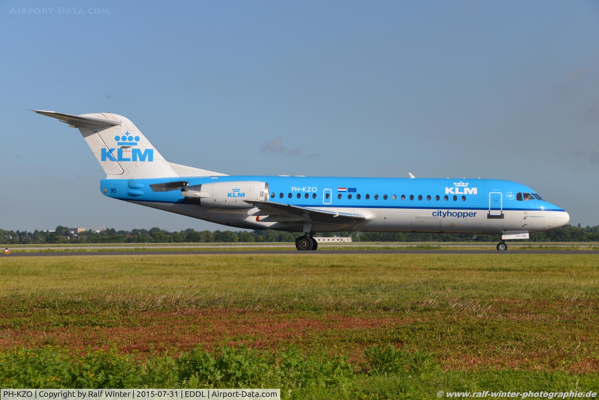 PH-KZO, 1995 Fokker 70 (F-28-0070) C/N 11538, Fokker F70 F28-0070 - WA KLM KLM Cityhopper - 11538 - PH-KZO - 31.07.2015 - DUS