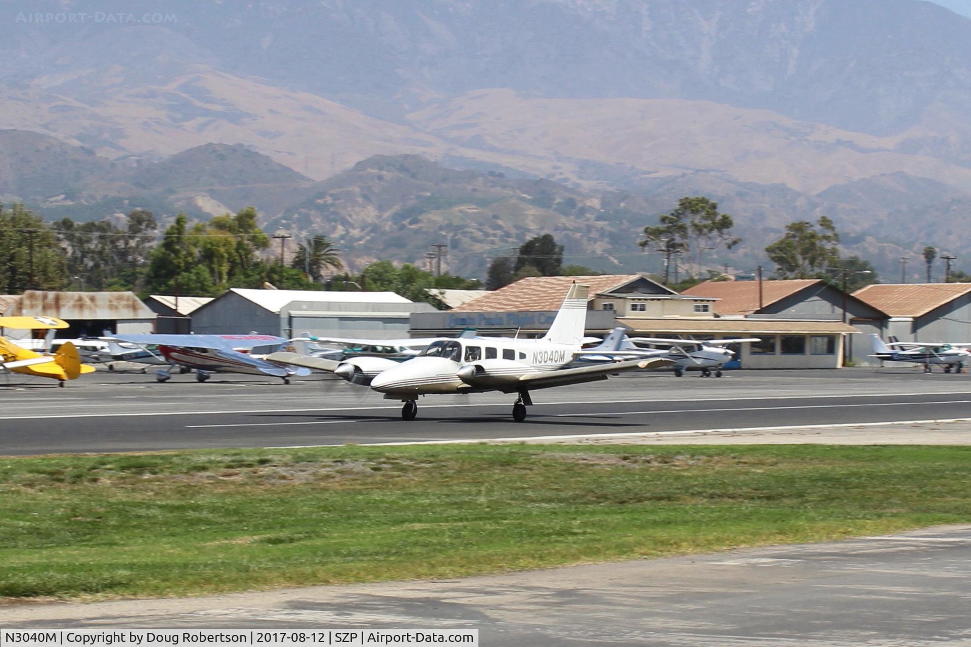 N3040M, 1979 Piper PA-34-200T Seneca II C/N 34-7970105, 1979 Piper PA-34-200T SENECA II, 2 Continental TSIO-360-E turbocharged & counter-rotating 200 Hp each, 7 seats, landing roll Rwy 22