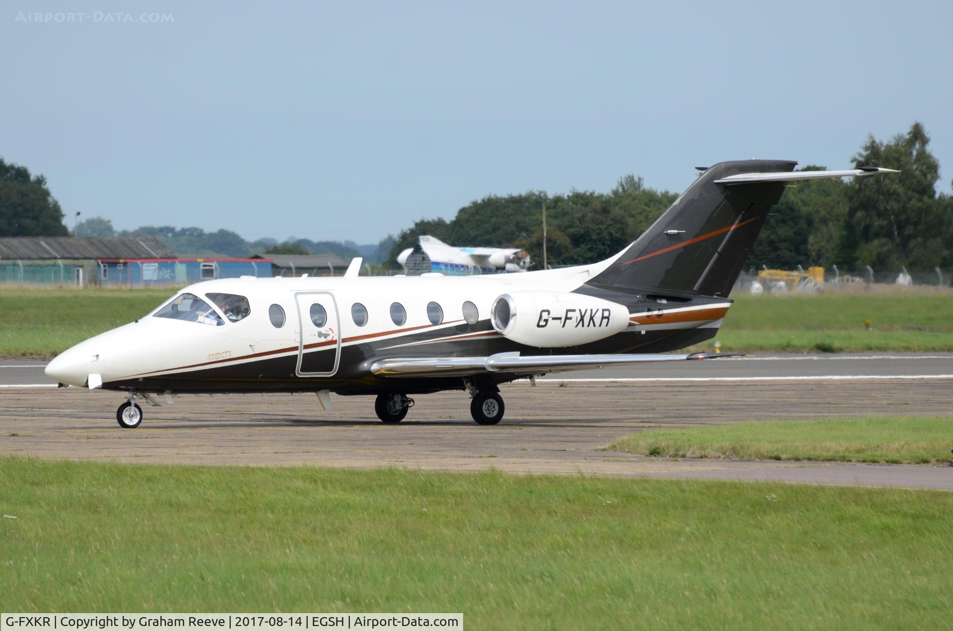 G-FXKR, 2000 Raytheon Beechjet 400A/Nextant N400XT C/N RK-279, About to depart from Norwich.