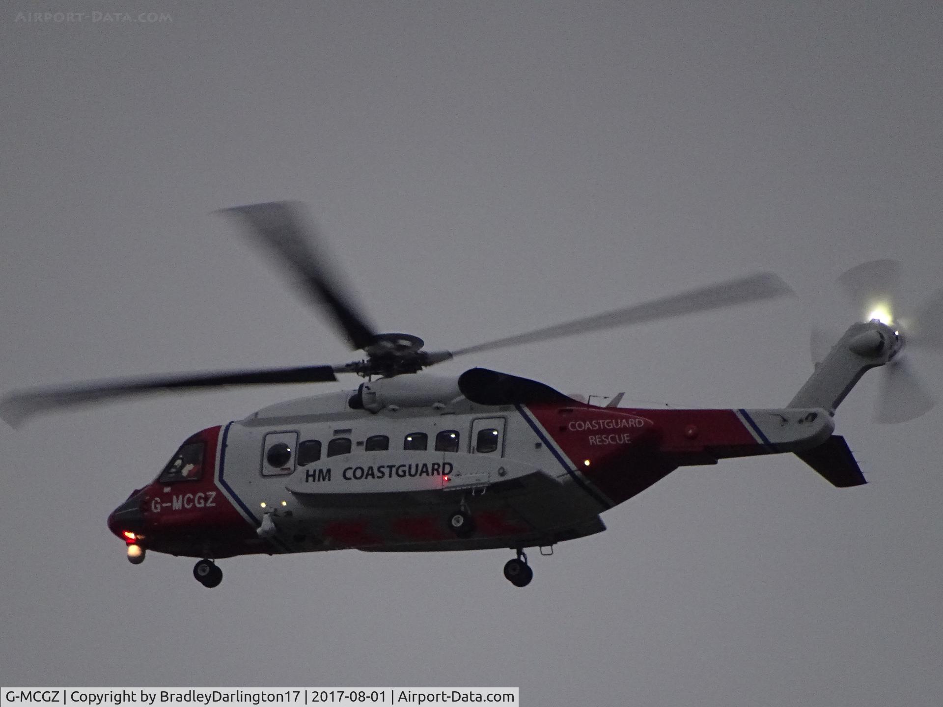 G-MCGZ, 2014 Sikorsky S-92A C/N 920262, G-MCGZ heading for plymouth hospital