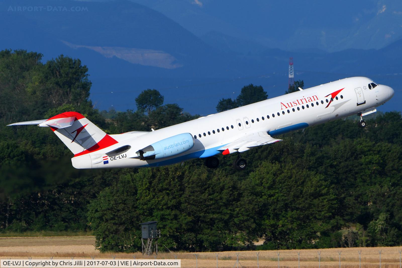 OE-LVJ, 1991 Fokker 100 (F-28-0100) C/N 11359, Austrian Airlines