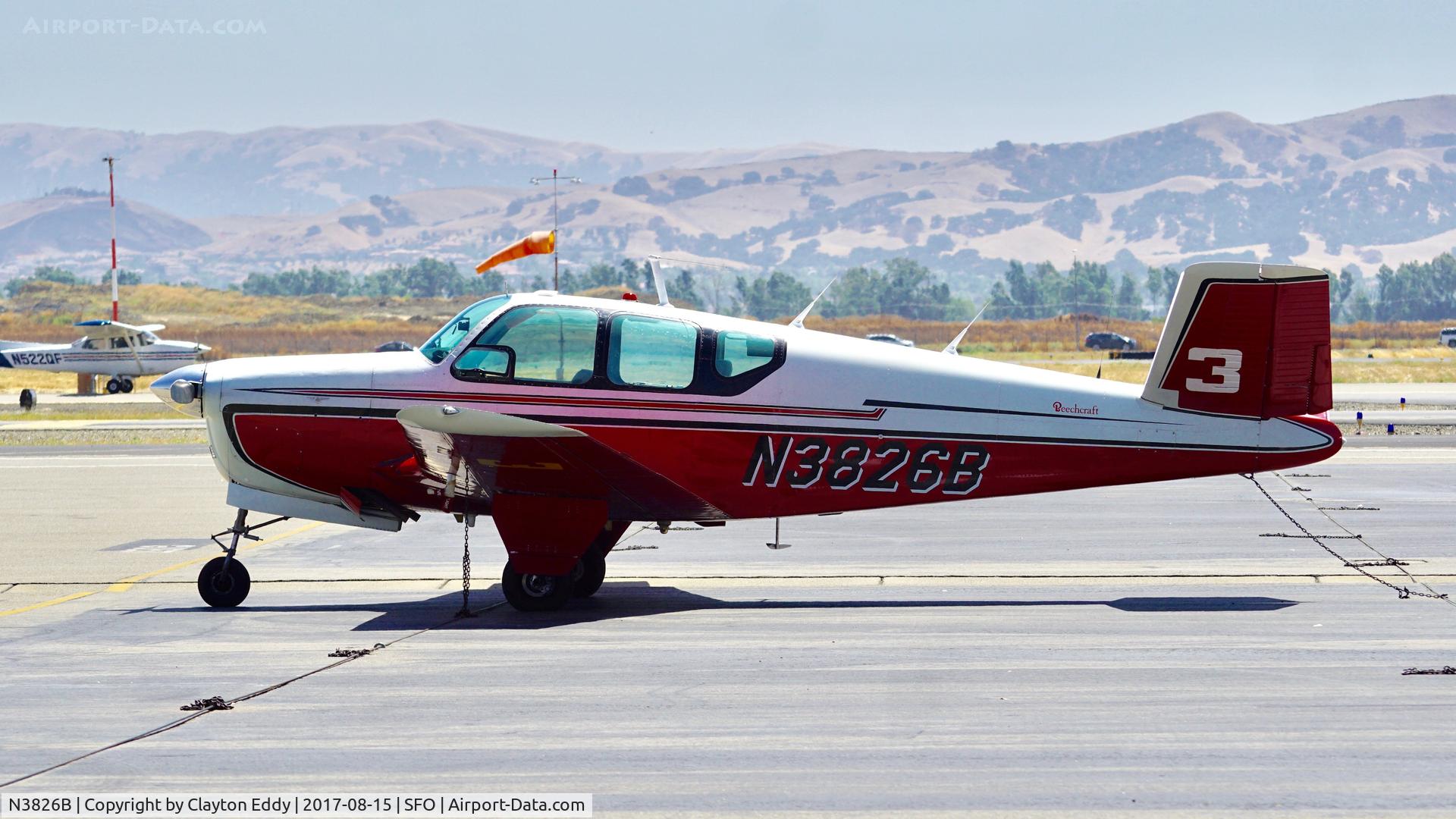 N3826B, 1955 Beech F35 Bonanza C/N D-4091, Livermore Airport California. 2017.