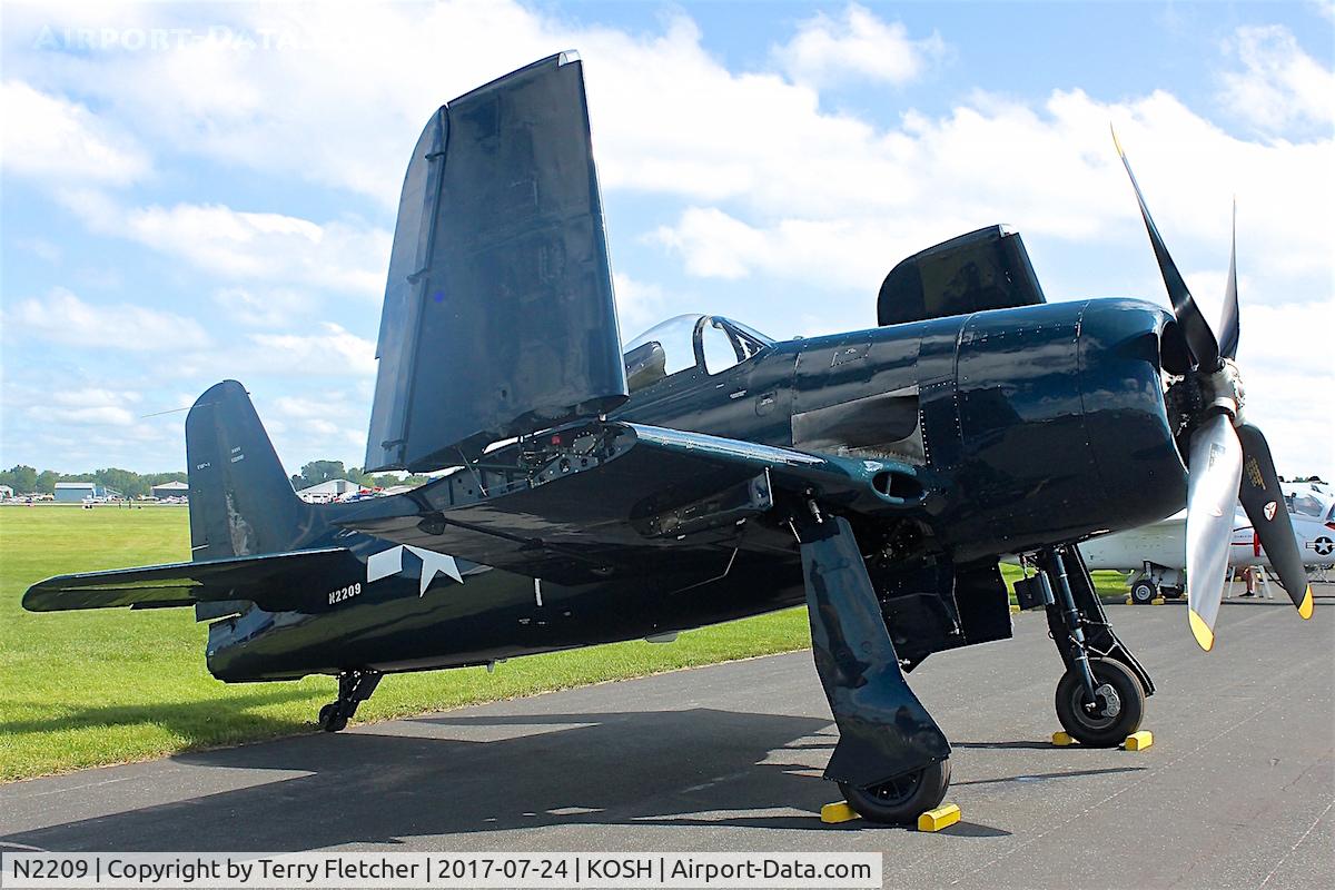 N2209, 1945 Grumman F8F-1B Bearcat C/N 122095, At 2017 EAA Airventure at Oshkosh
