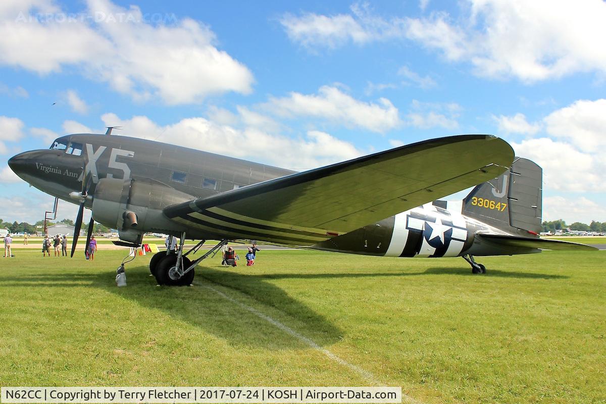 N62CC, 1943 Douglas DC-3C (C-47A-DL) C/N 13798, At 2017 EAA Airventure at Oshkosh