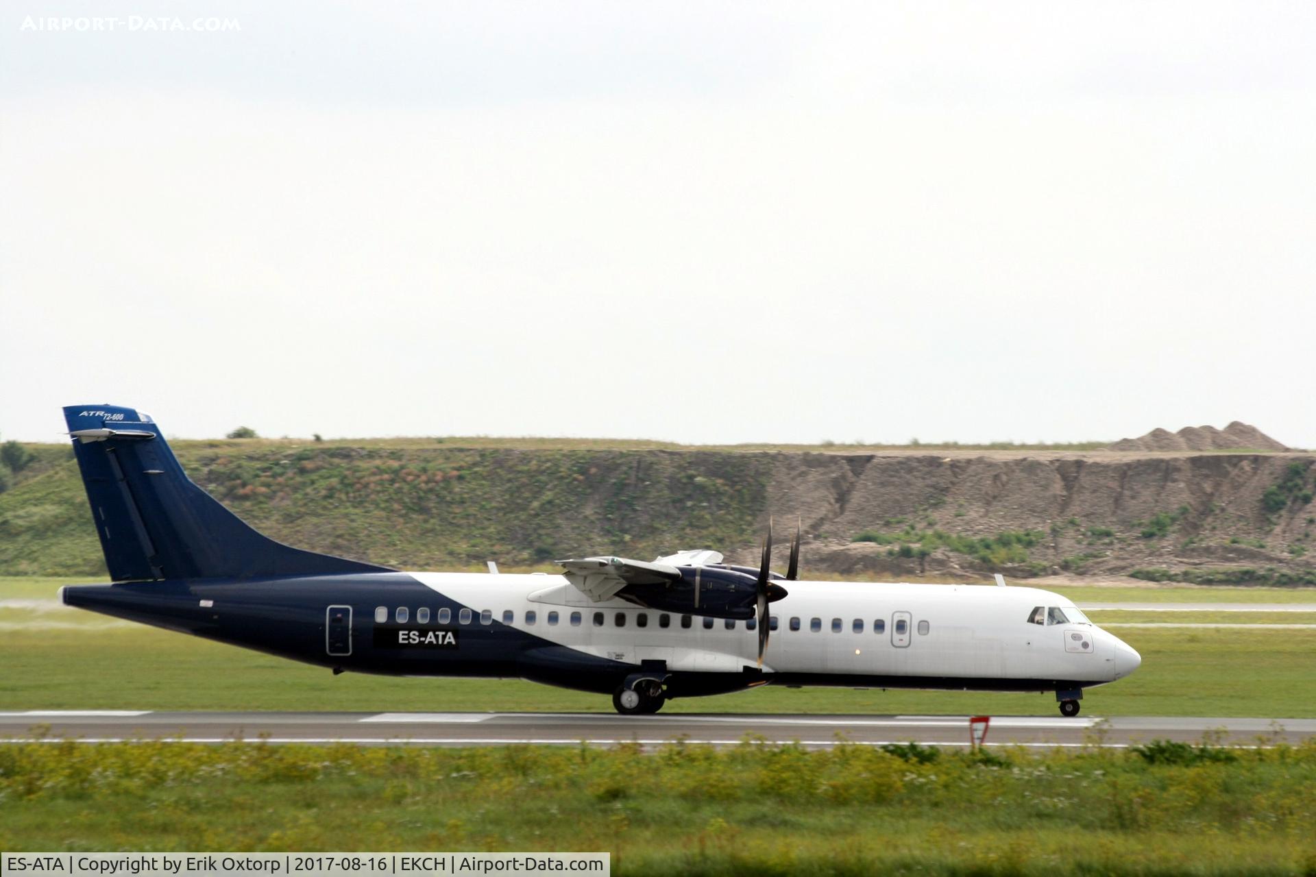ES-ATA, 2012 ATR 72-600 (72-212A) C/N 1038, ES-ATA taking off rw 22R. Operating for SAS.
