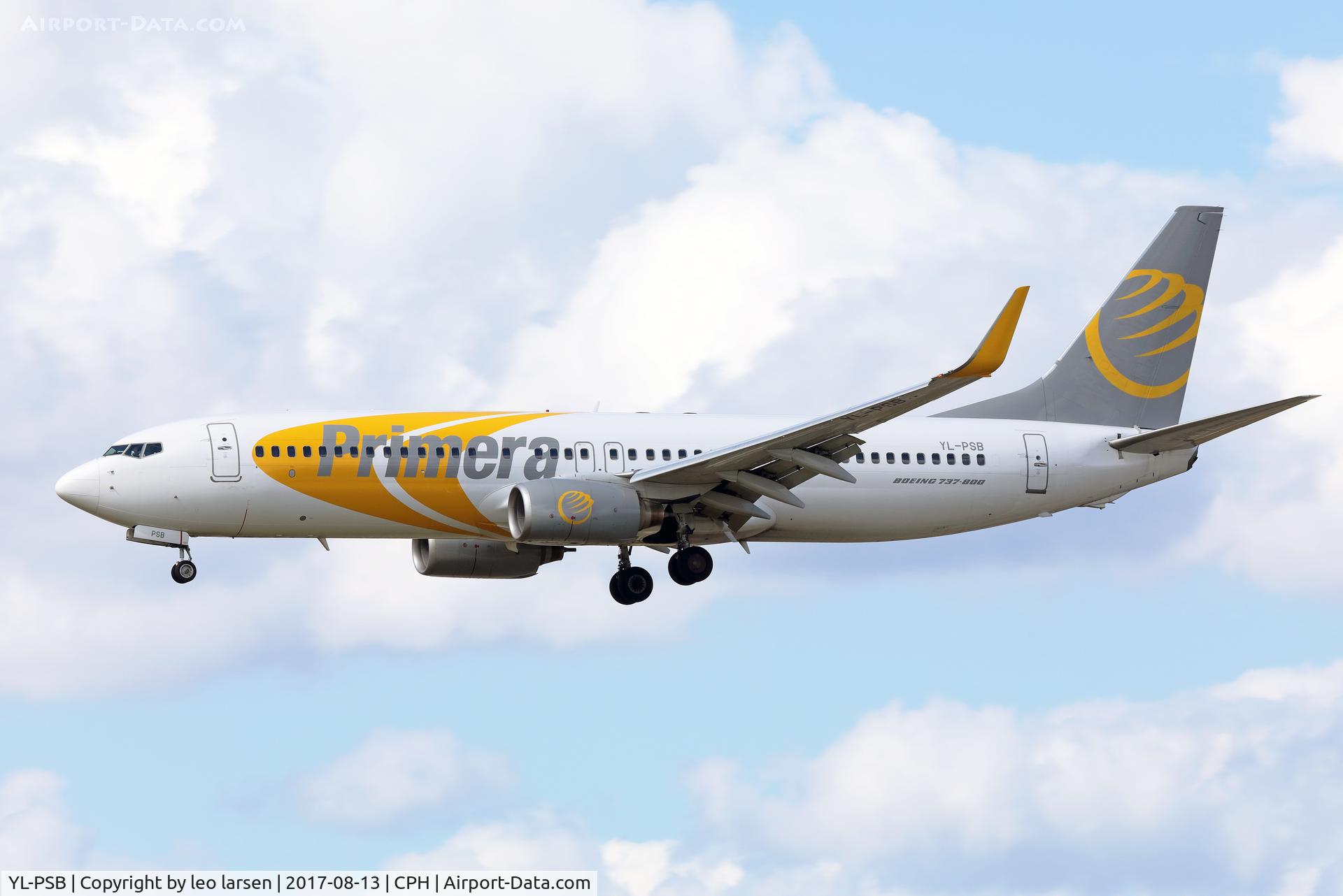 YL-PSB, 2007 Boeing 737-8Q8 C/N 30722, Copenhagen 13.8.2017