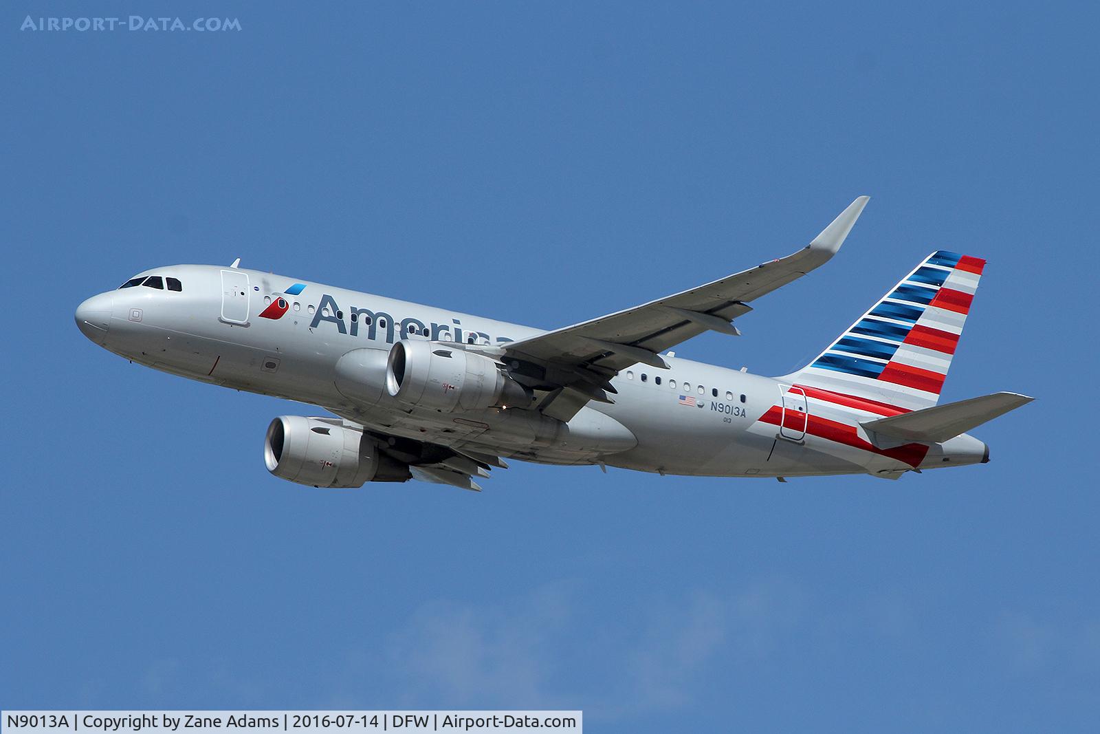 N9013A, 2013 Airbus A319-115 C/N 5827, Departing DFW Airport