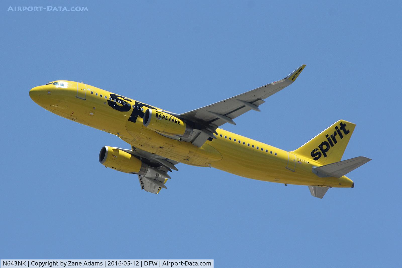 N643NK, 2015 Airbus A320-232 C/N 6616, Departing DFW Airport