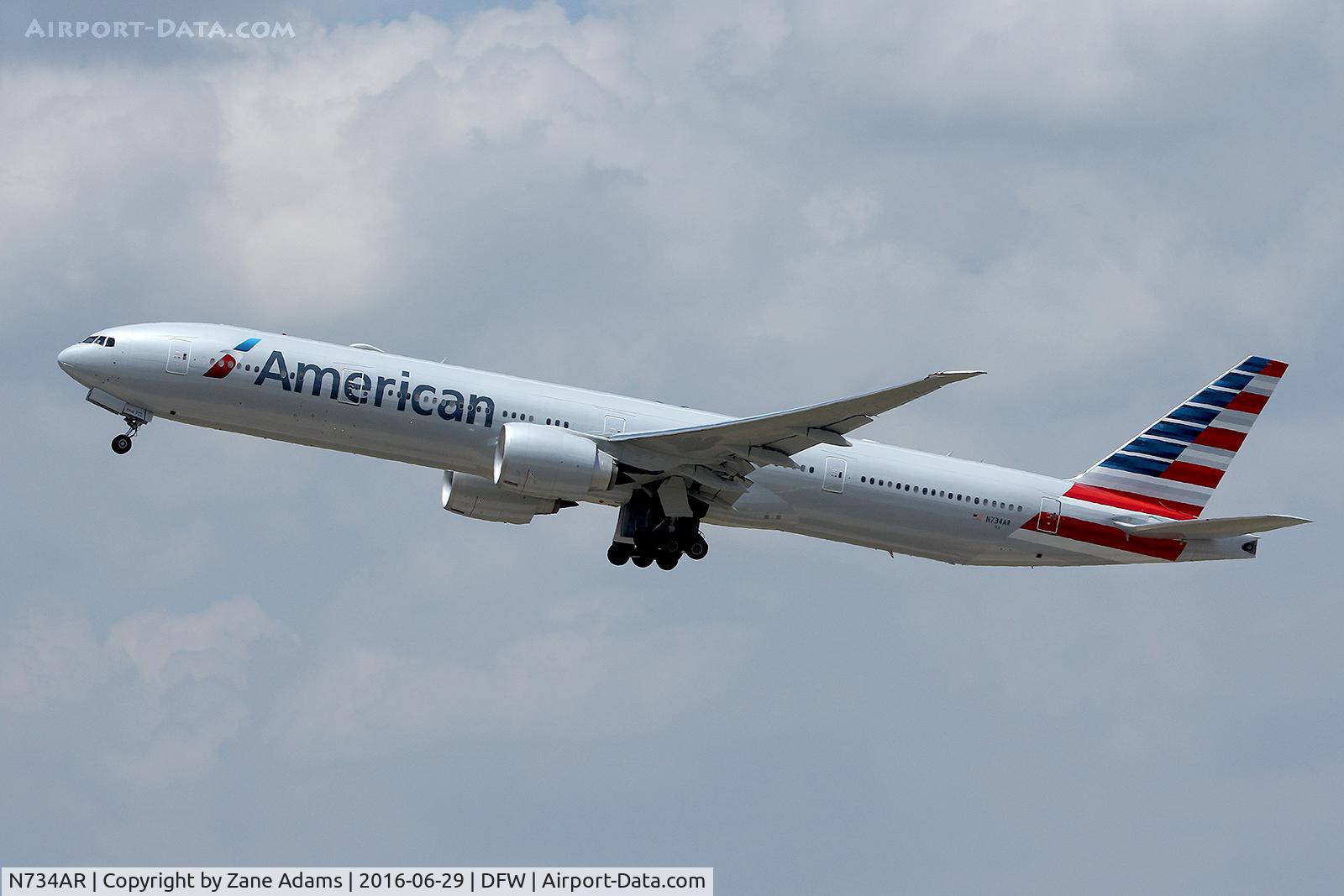 N734AR, 2015 Boeing 777-223 C/N 31480, Departing DFW Airport