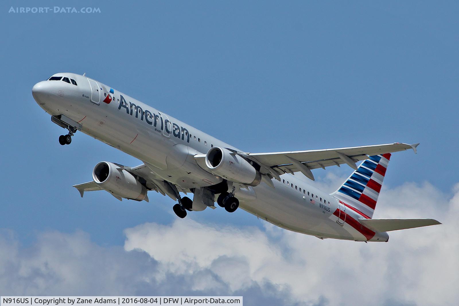 N916US, 2014 Airbus A321-231 C/N 6420, Departing DFW Airport