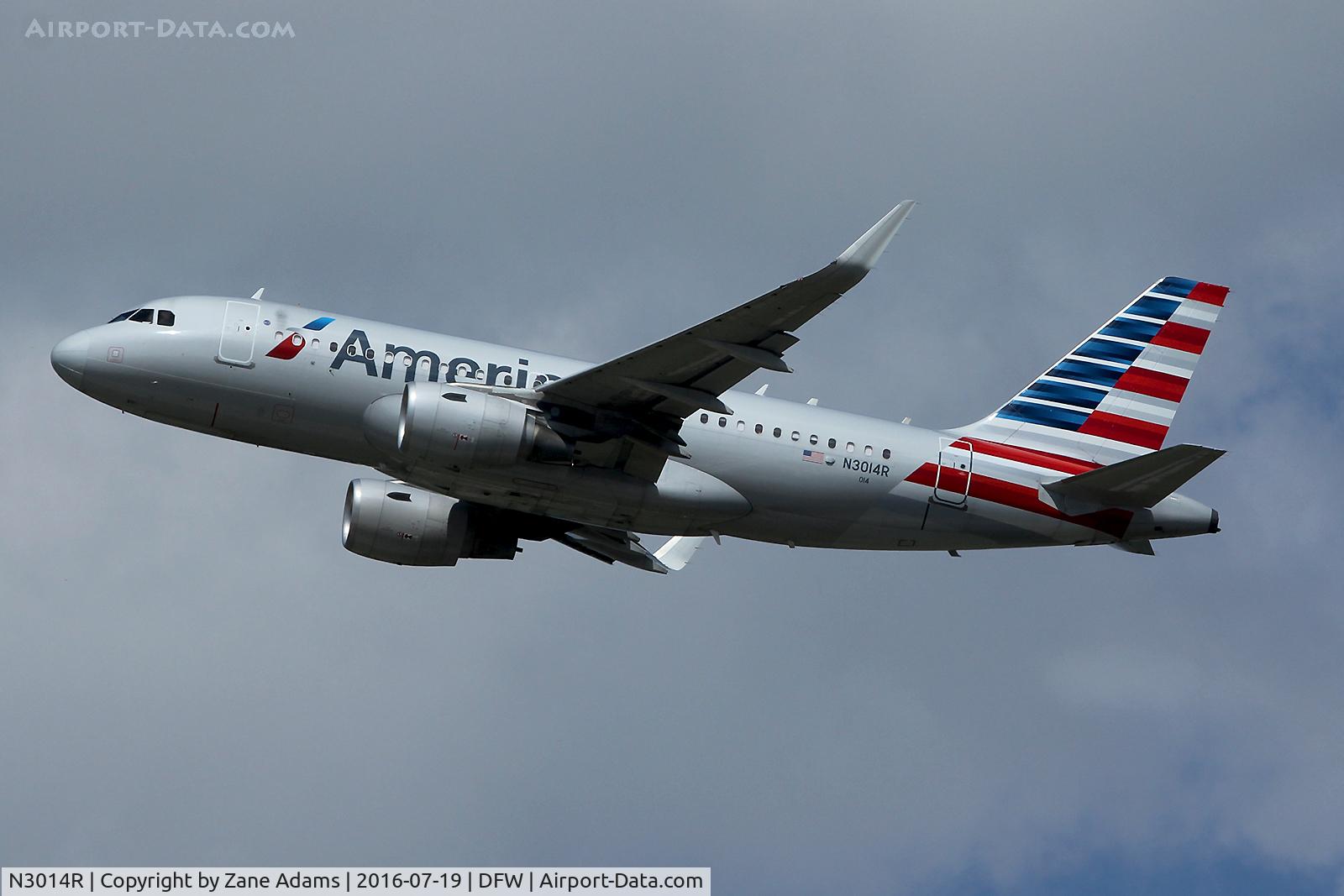 N3014R, 2013 Airbus A319-115 C/N 5842, Departing DFW Airport