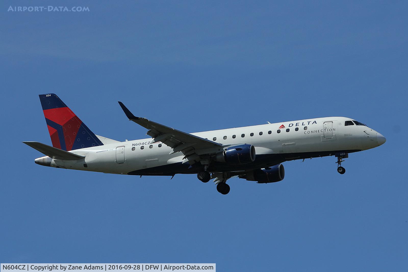 N604CZ, 2007 Embraer 175LR (ERJ-170-200LR) C/N 17000181, Arriving at DFW Airport