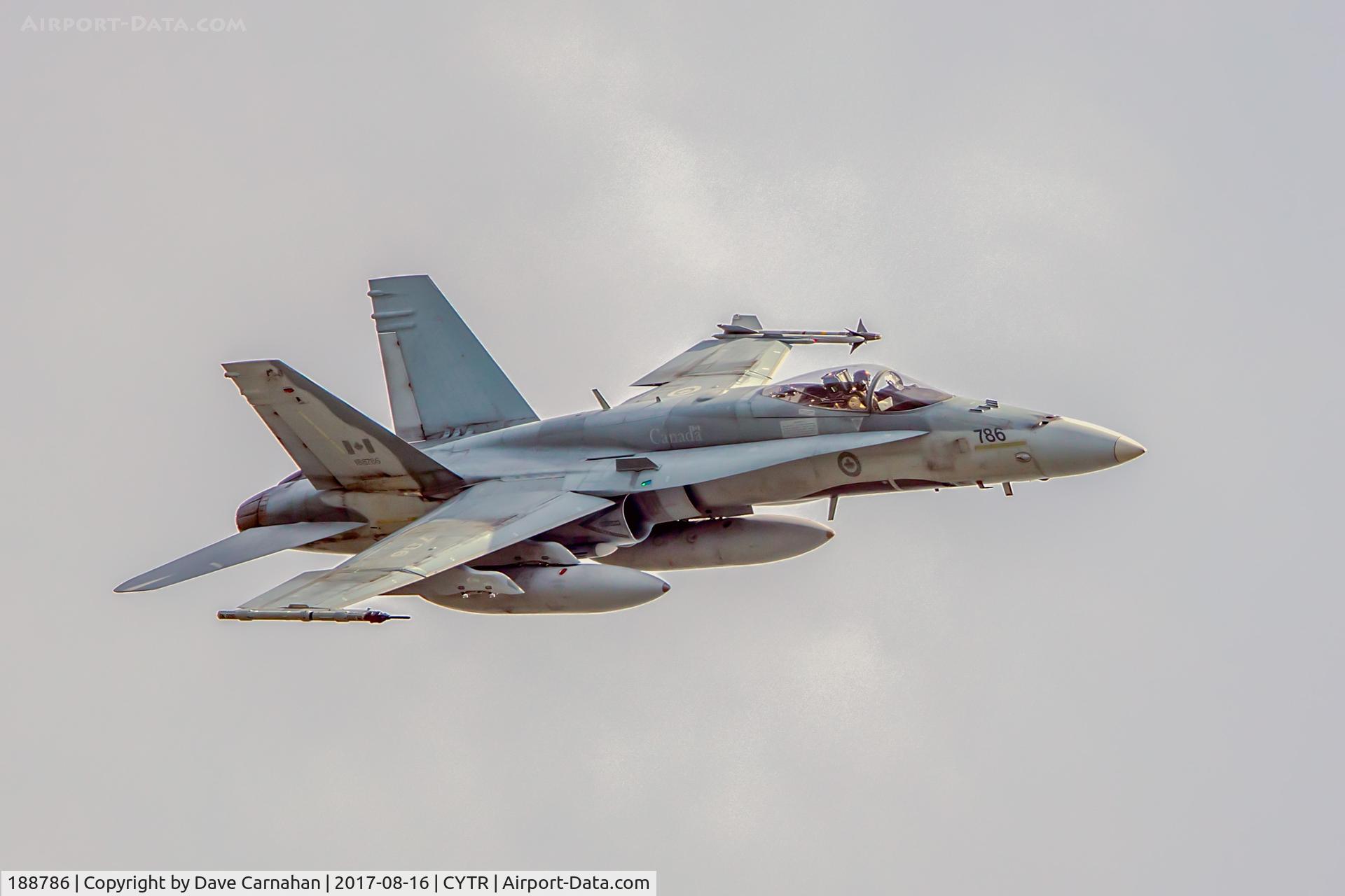 188786, 1987 McDonnell Douglas CF-188A Hornet C/N 0585/A493, In flight over Bay of Quinte, CFB Trenton, Ontario, Canada.