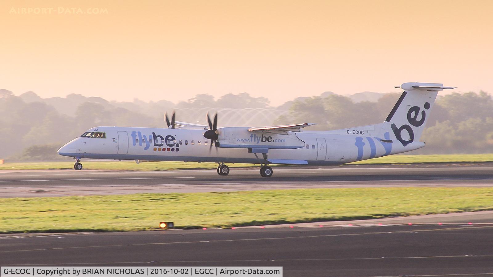 G-ECOC, 2007 De Havilland Canada DHC-8-402Q Dash 8 C/N 4197, Arriving at Manchester, UK.