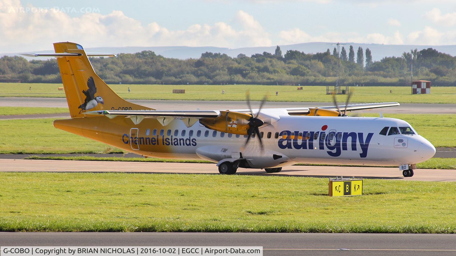 G-COBO, 2008 ATR 72-212A C/N 852, Departing Manchester UK.