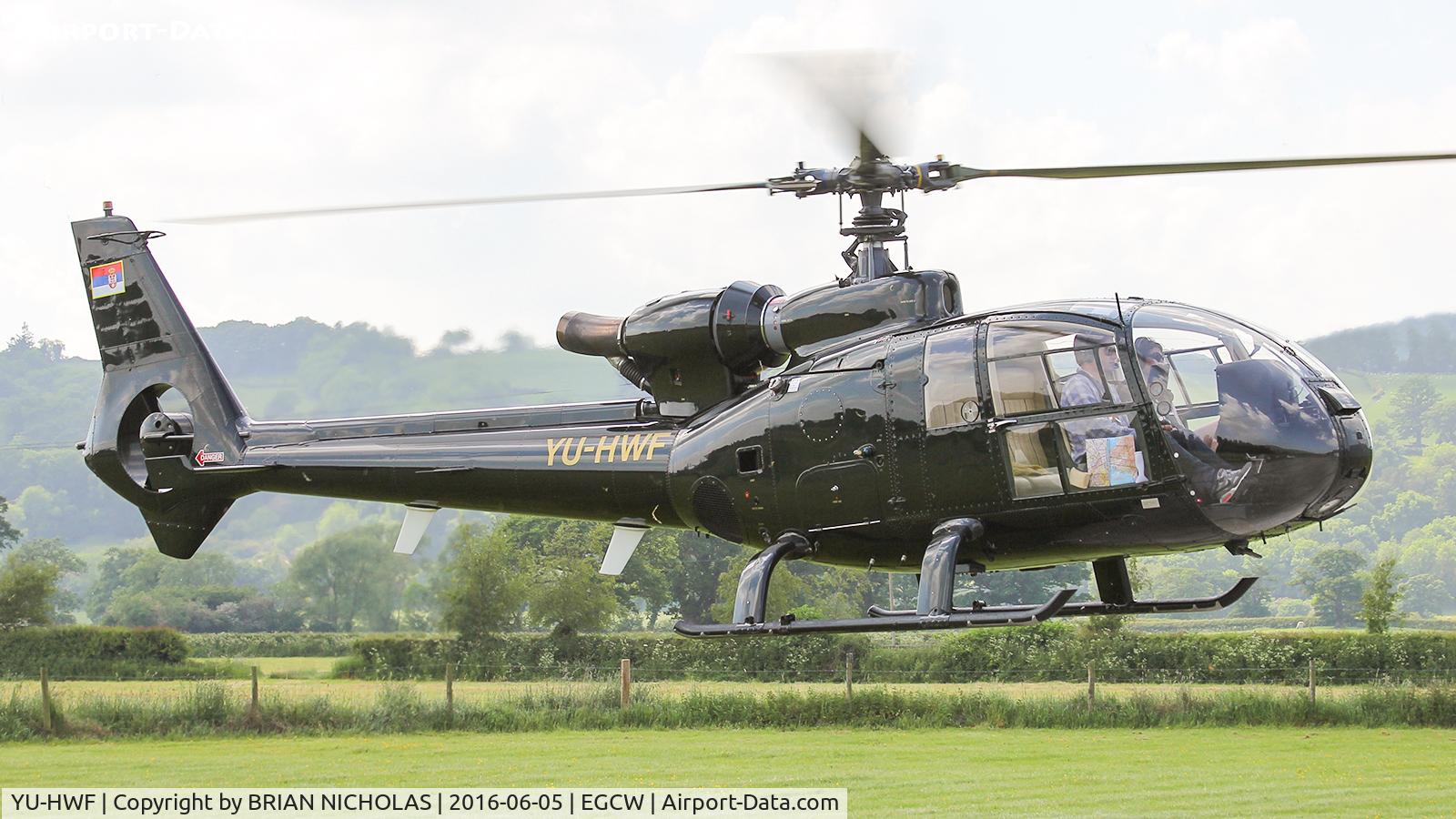 YU-HWF, 1977 Aerospatiale SA-341G Gazelle C/N 1407, Frequent visitor to Welshpool.
