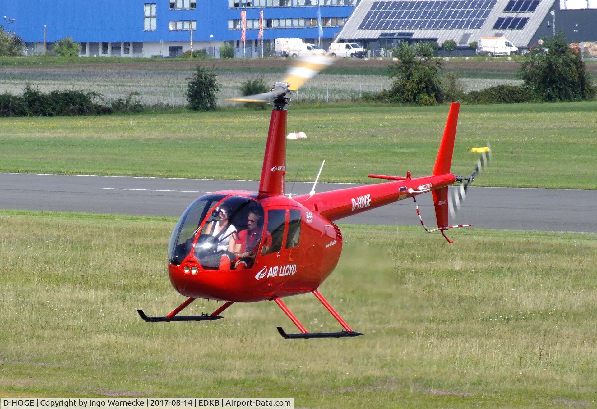 D-HOGE, Robinson R44  Raven II C/N 10588, Robinson R44 Raven II of Air Lloyd at Bonn-Hangelar airfield