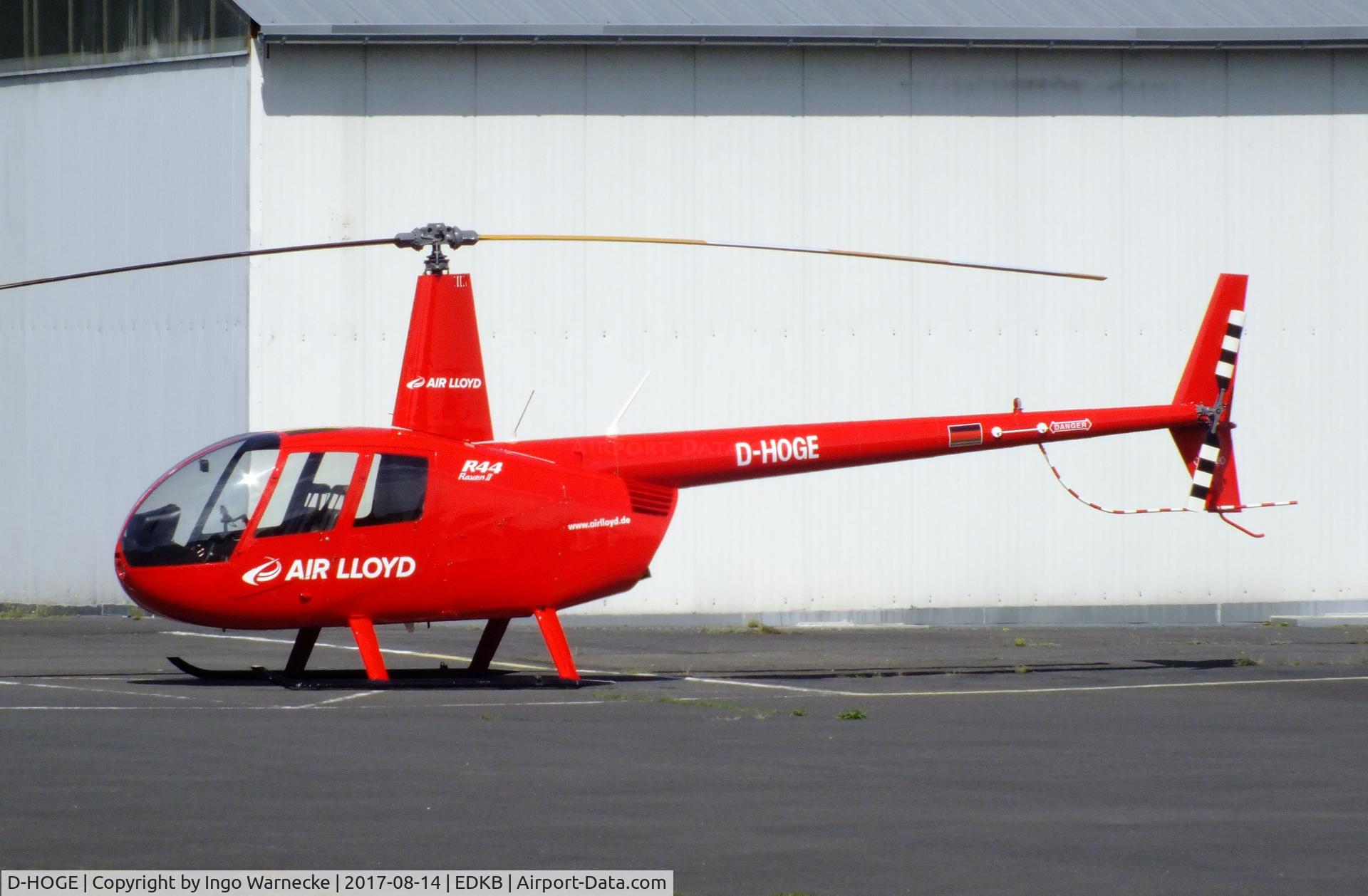 D-HOGE, Robinson R44  Raven II C/N 10588, Robinson R44 Raven II of Air Lloyd at Bonn-Hangelar airfield