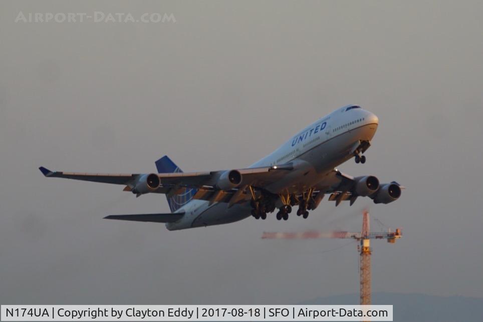 N174UA, 1990 Boeing 747-422 C/N 24381, SFO 2017.