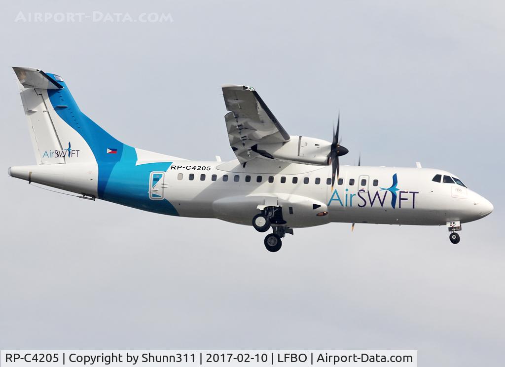 RP-C4205, 2016 ATR 42-600 C/N 1210, Delivery day... Ferry flight from LFBF for customs papers and fuelling...